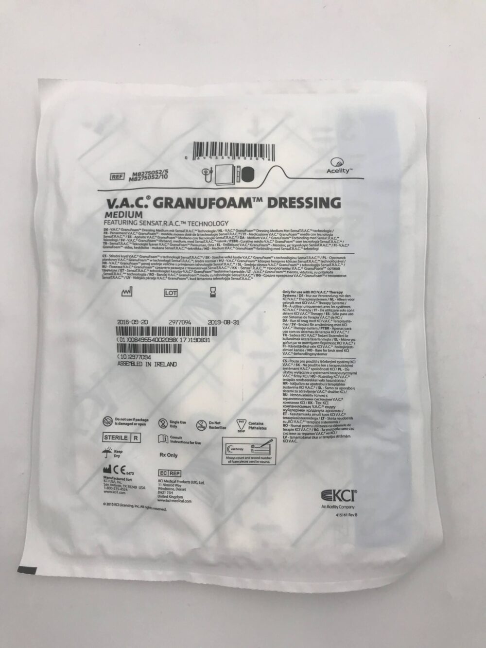 KCI M8275052/5 V.A.C. GranuFoam Dressing, Medium (X) - GB TECH USA 