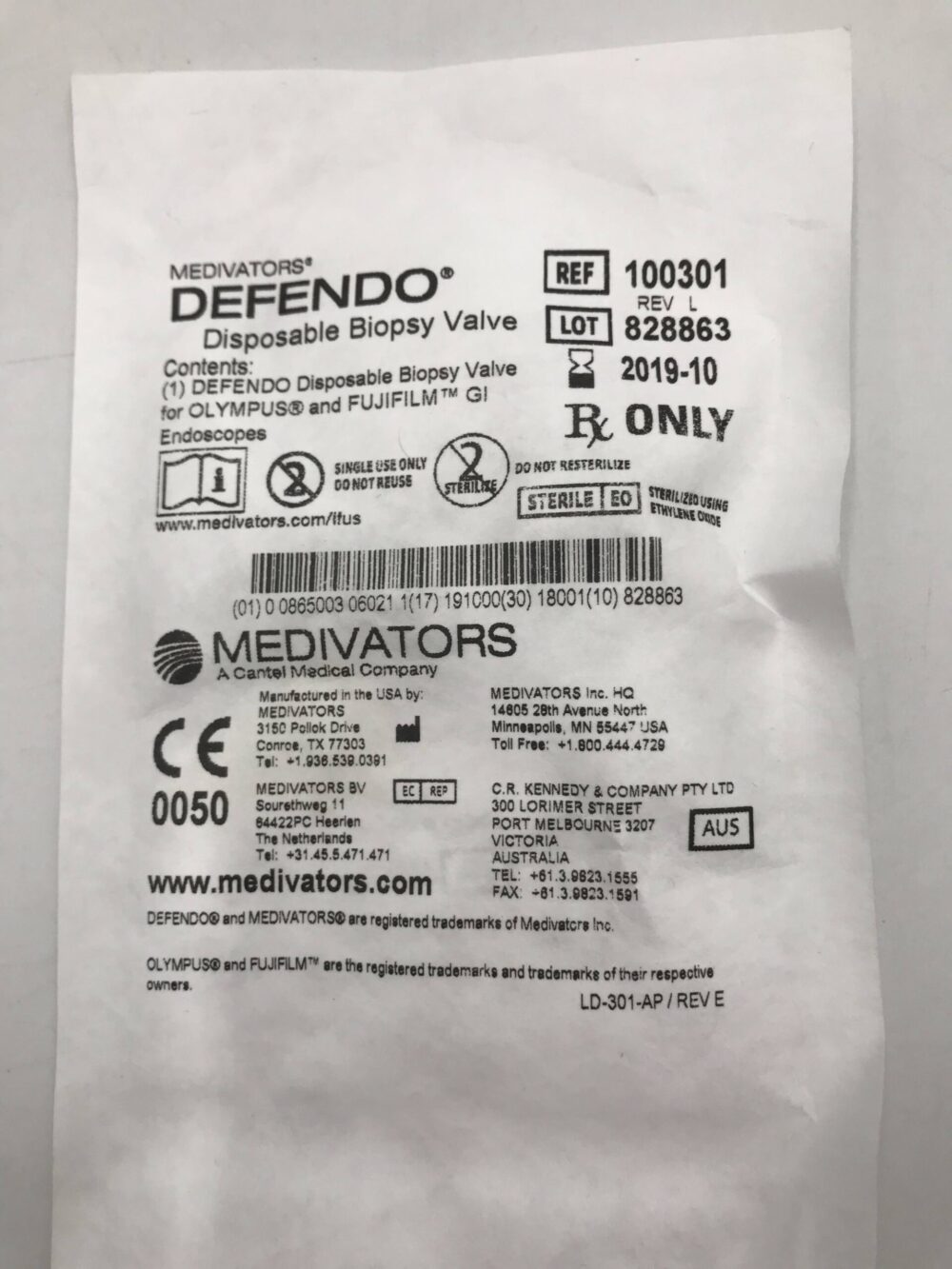 MEDIVATORS 100301 Defendo Disposable Biopsy Valve (X) GB TECH USA