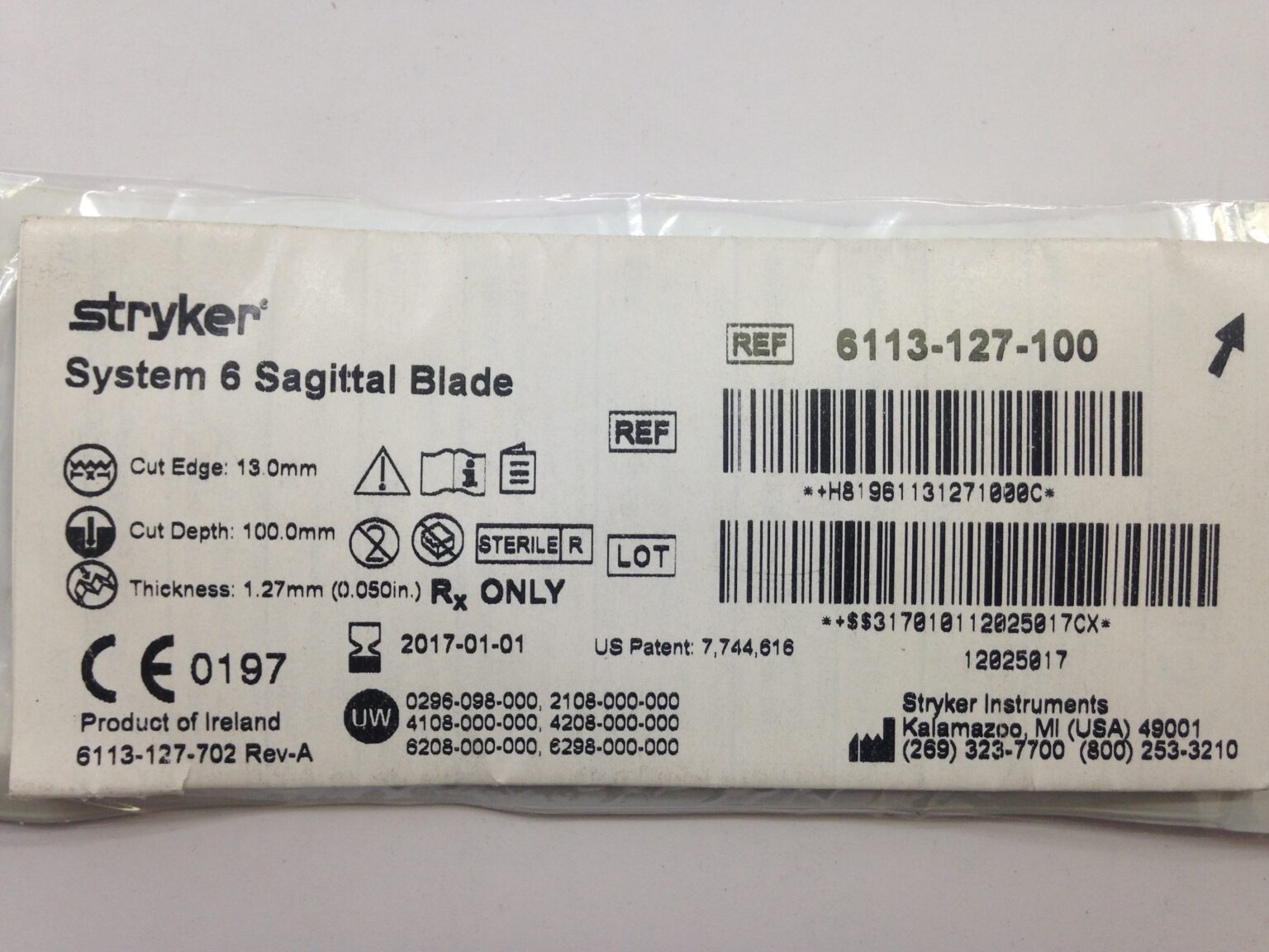 STRYKER 6113-127-100 System 6 Sagittal Blade (X) – GB TECH USA