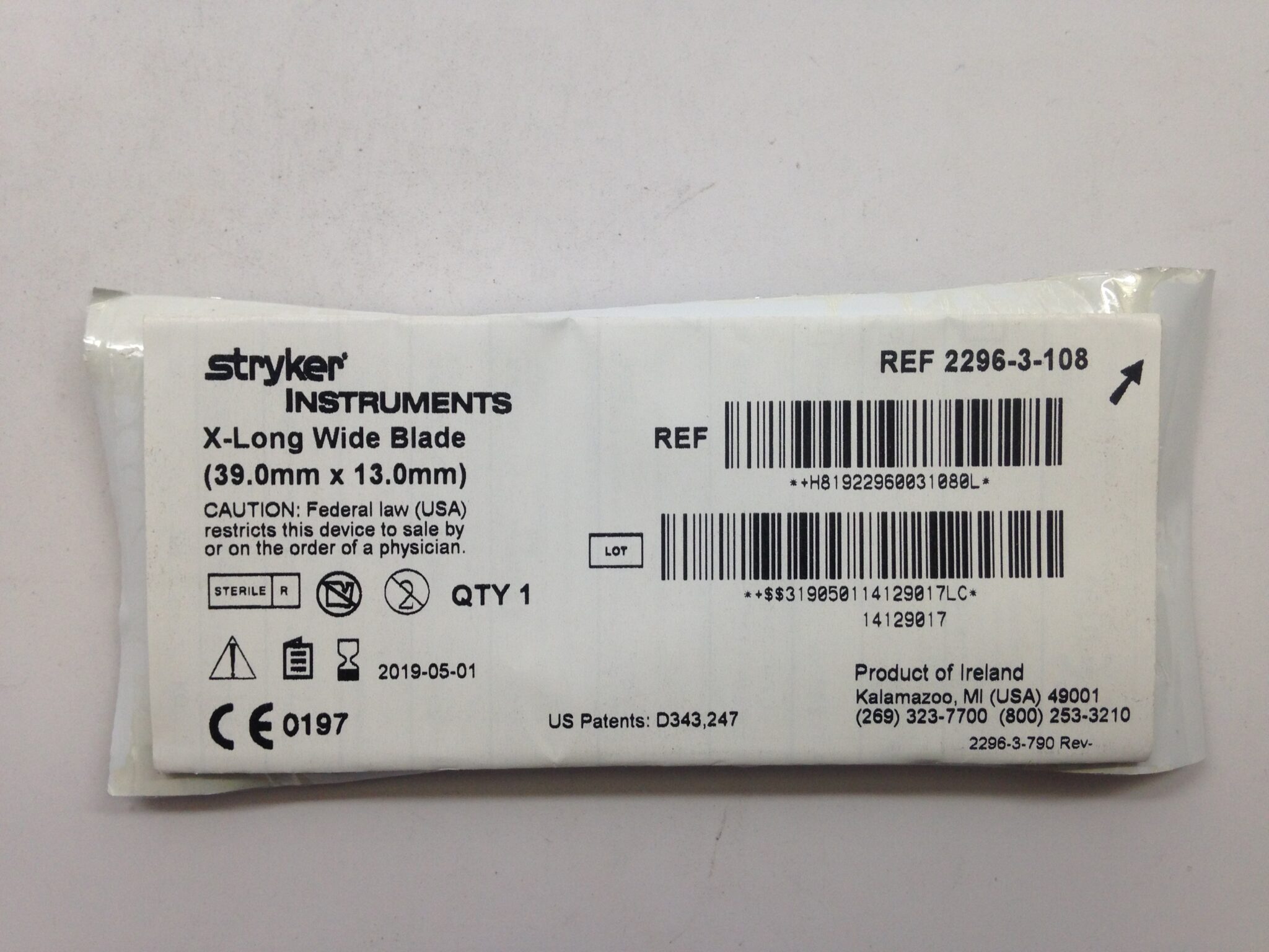 STRYKER 2296 3 108 X Long Wide Blade 39 0mm X 13 0mm X GB TECH USA stryker-2296-3-108-x-long-wide-blade-39-0mm-x-13-0mm-x-gb-tech-usa