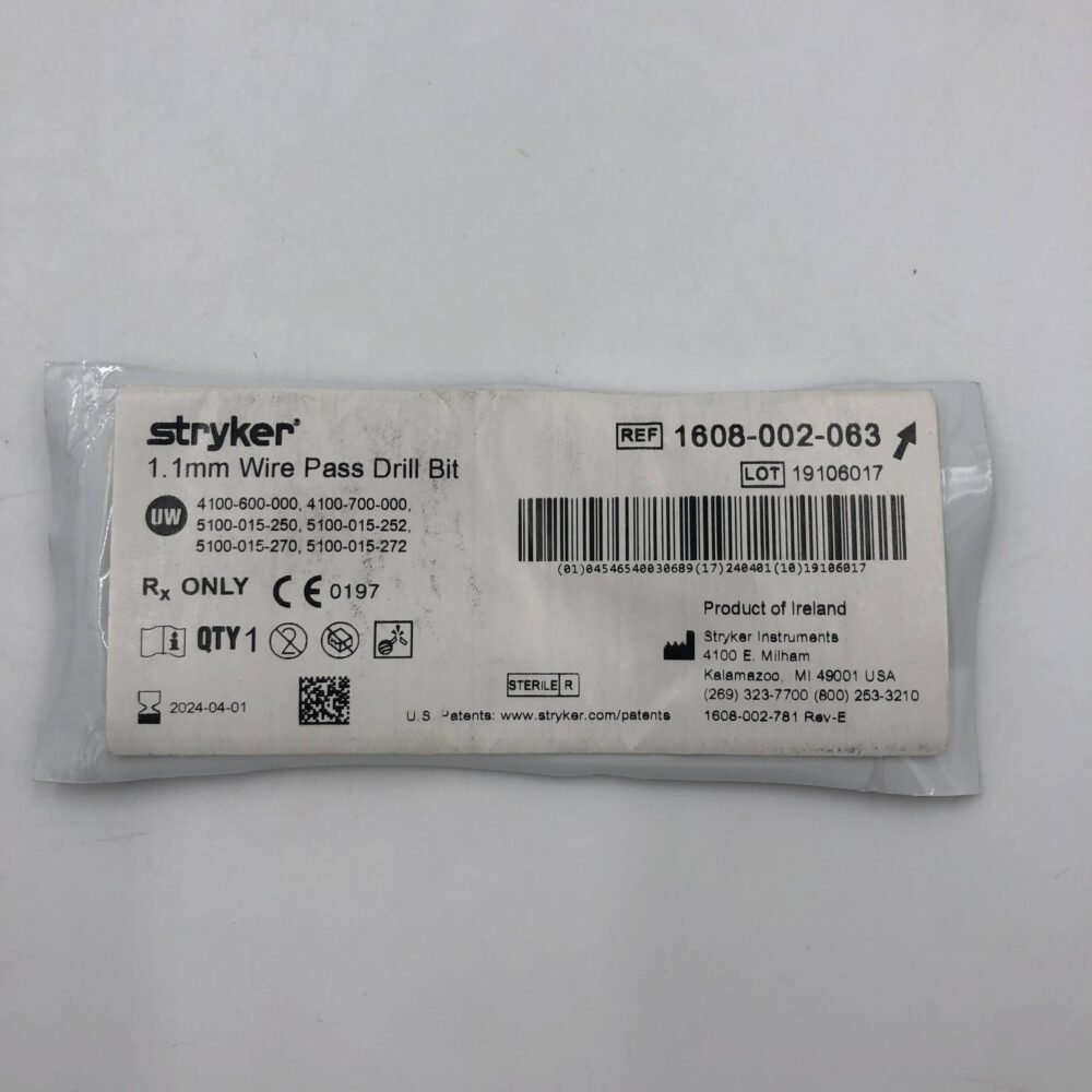 STRYKER 1608002063 Wire Pass Drill Bit, 1.1mm GB TECH USA