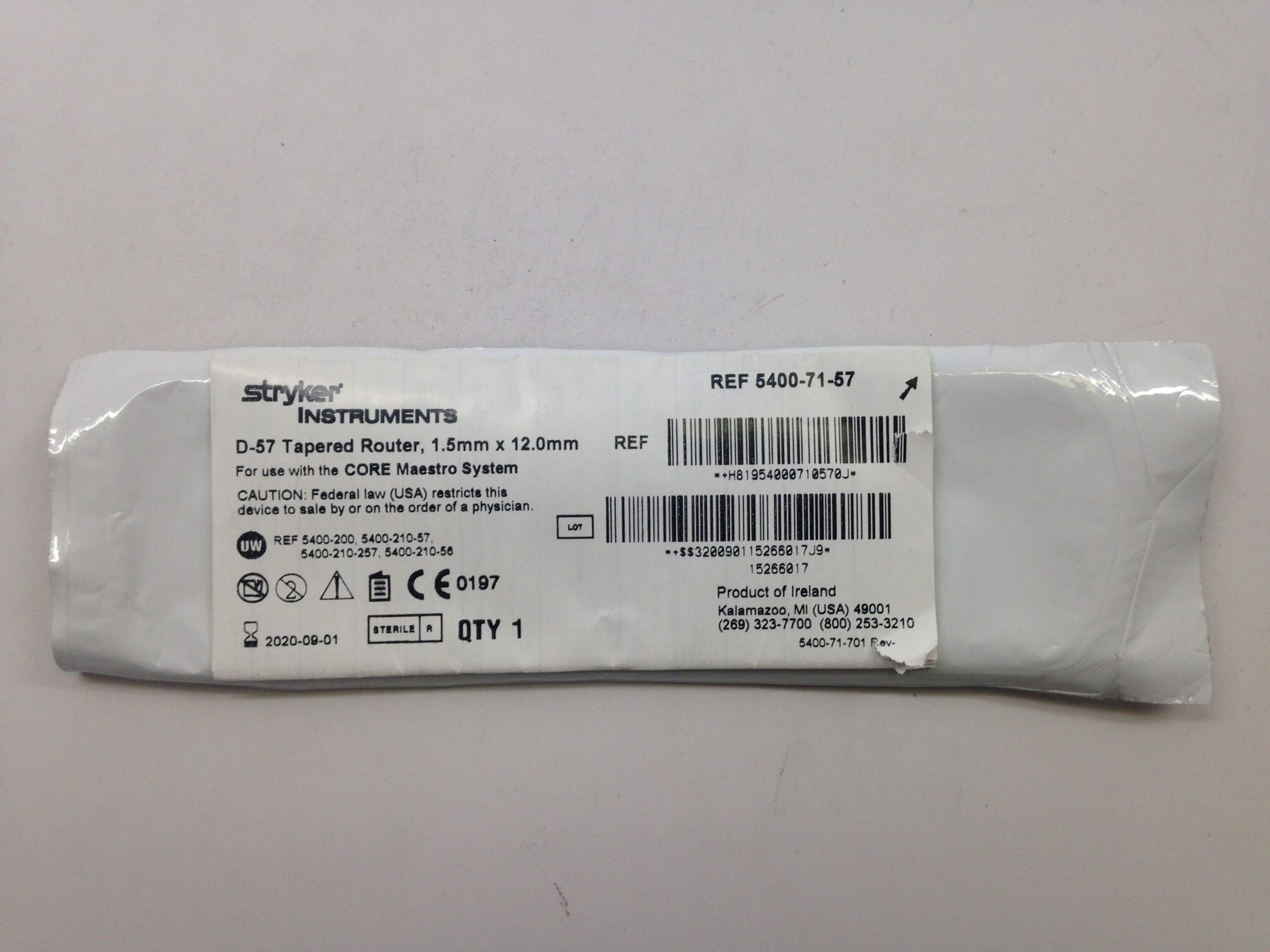 STRYKER 5400-71-57 D-57 Tapered Router, 1.5mm x 12.0mm (X) - GB TECH USA