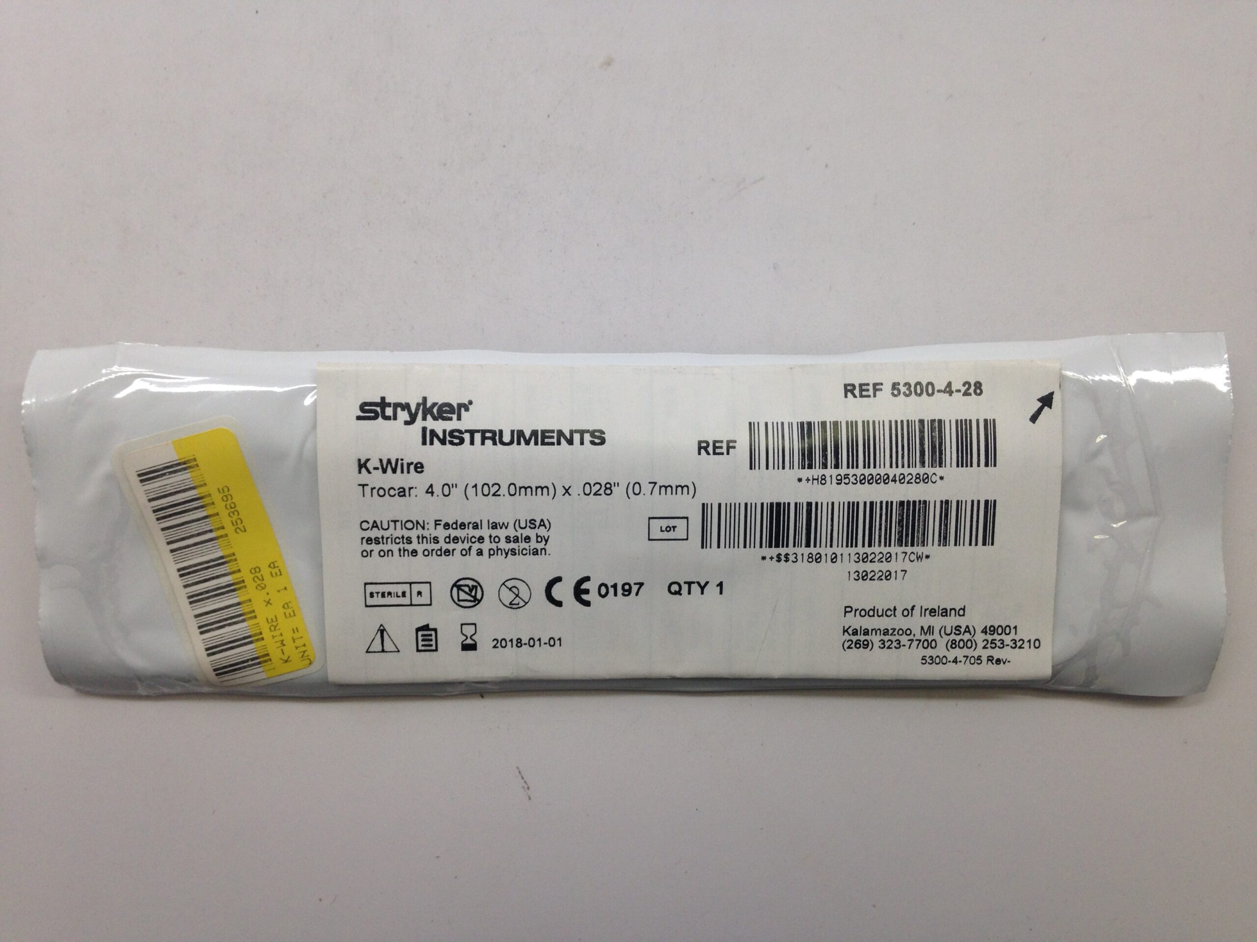 STRYKER 5300428 KWire, 4.0" x .028" (X) GB TECH USA