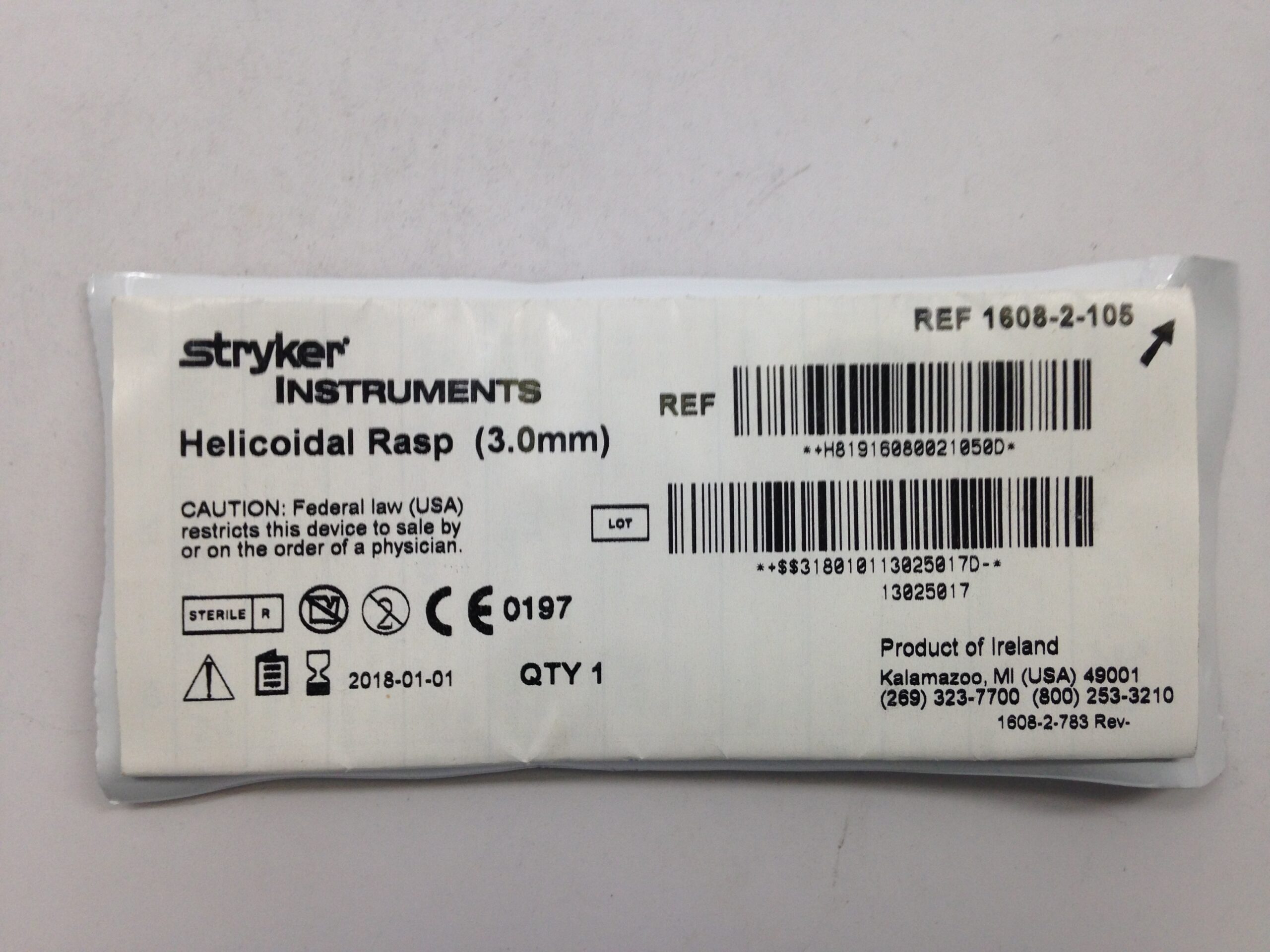 Stryker Rasp STRKYER 1608-2-105 Helicoidal Rasp, 3.0mm (X) - GB TECH USA