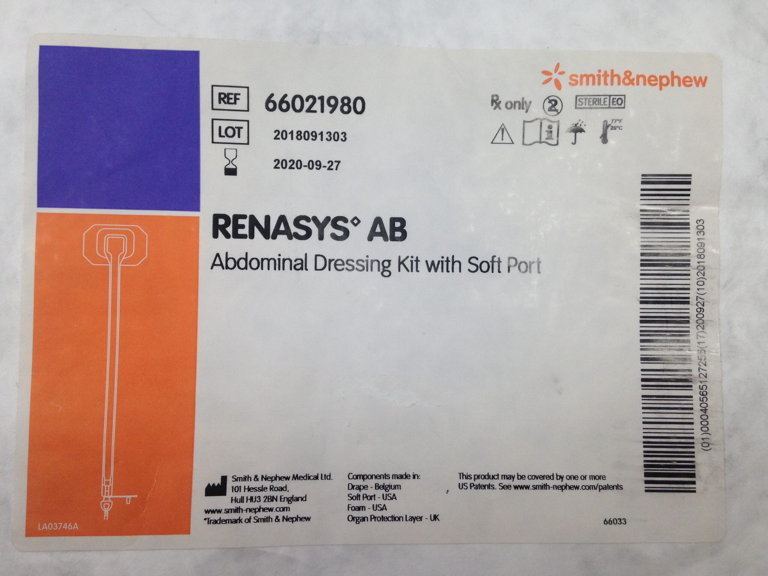 SMITH & NEPHEW 66021980 Renasys AB Abdominal Dressing Kit With Soft