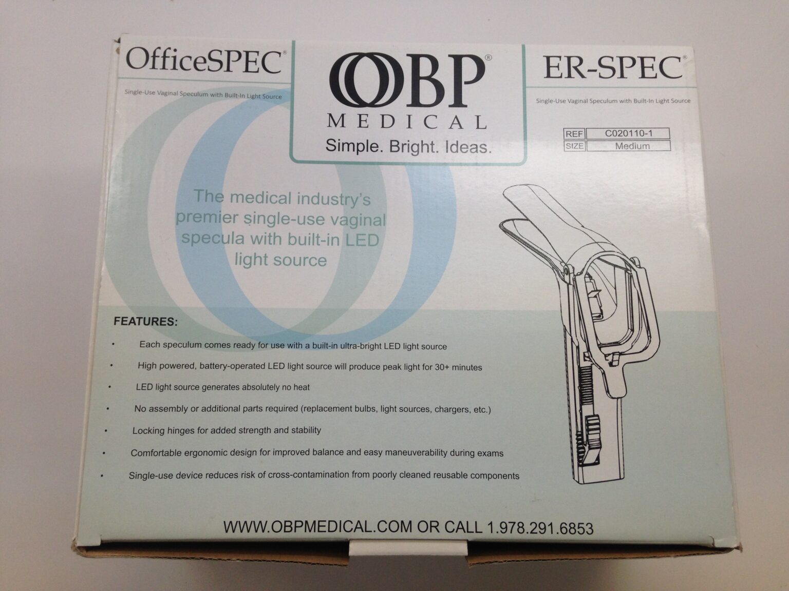 OBP MEDICAL C0201101 SingleUse Vaginal Speculum With BuiltIn Light