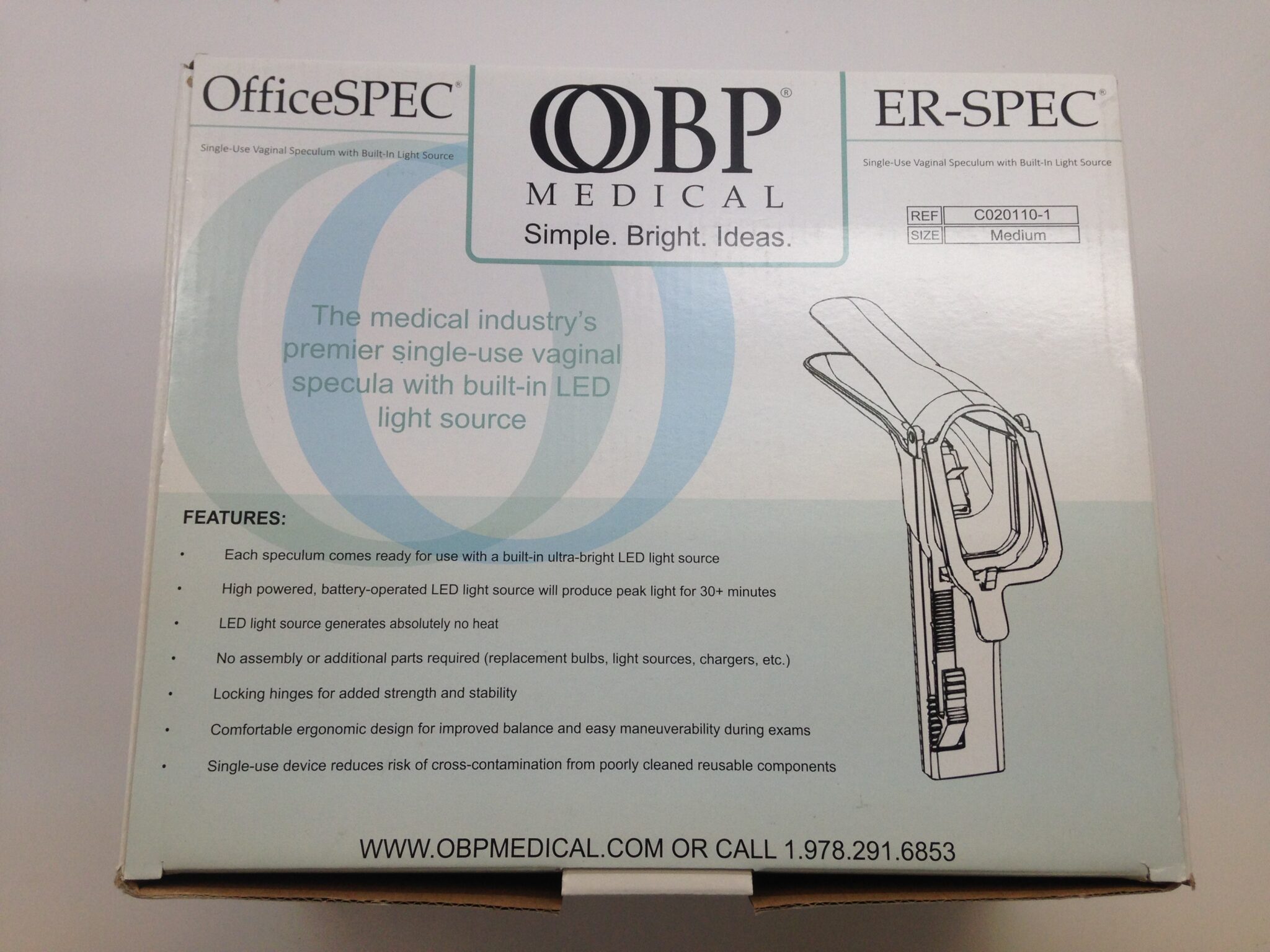 OBP MEDICAL C0201101 SingleUse Vaginal Speculum With BuiltIn Light