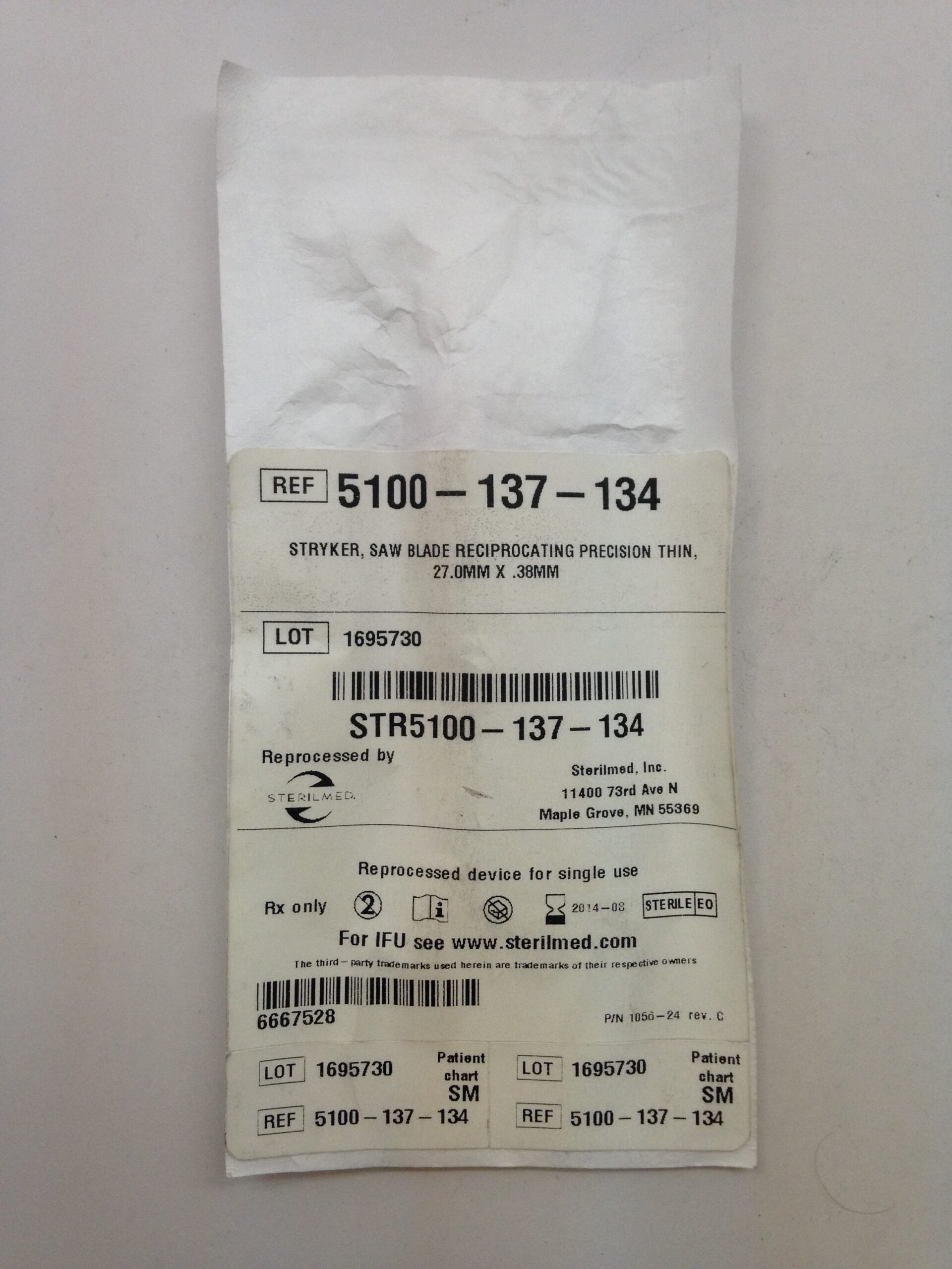 STRYKER 5100137134 Saw Blade Reciprocating Precision Thin, 27.0mm x