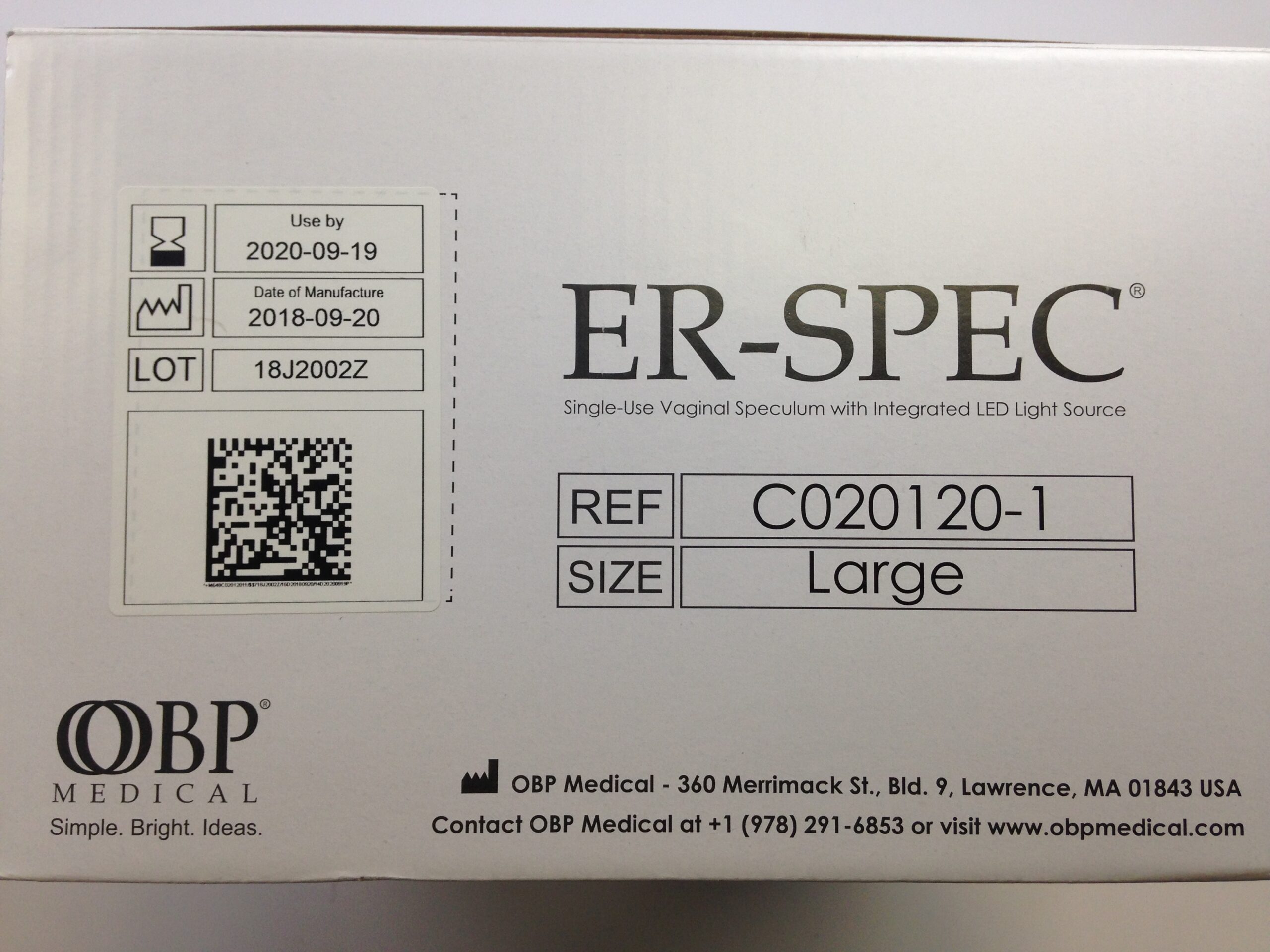 OBP MEDICAL C0201201 SingleUse Vaginal Speculum With Integrated LED