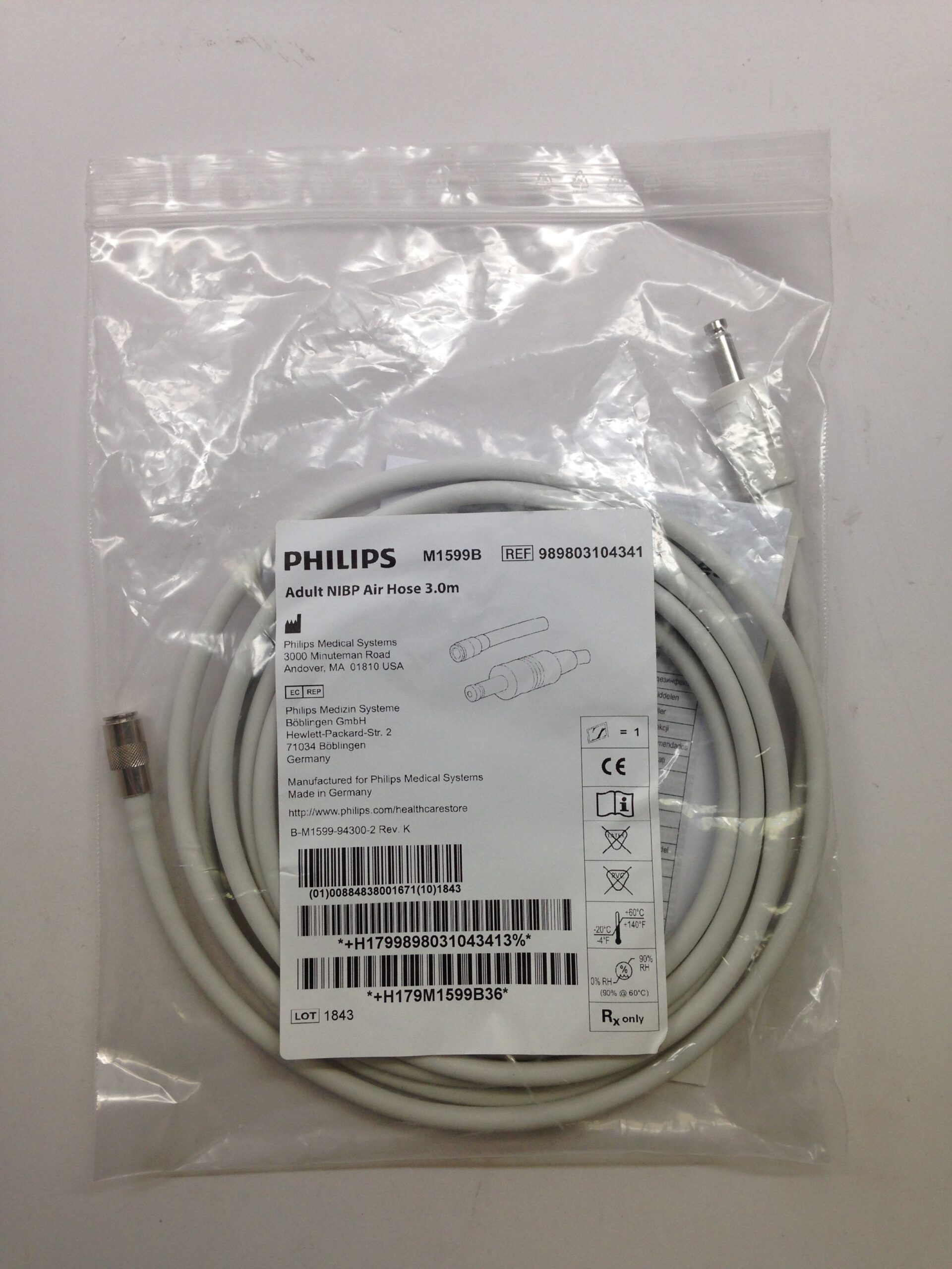 PHILIPS 989803104341 Adult NIBP Air Hose, 3.0m - GB TECH USA
