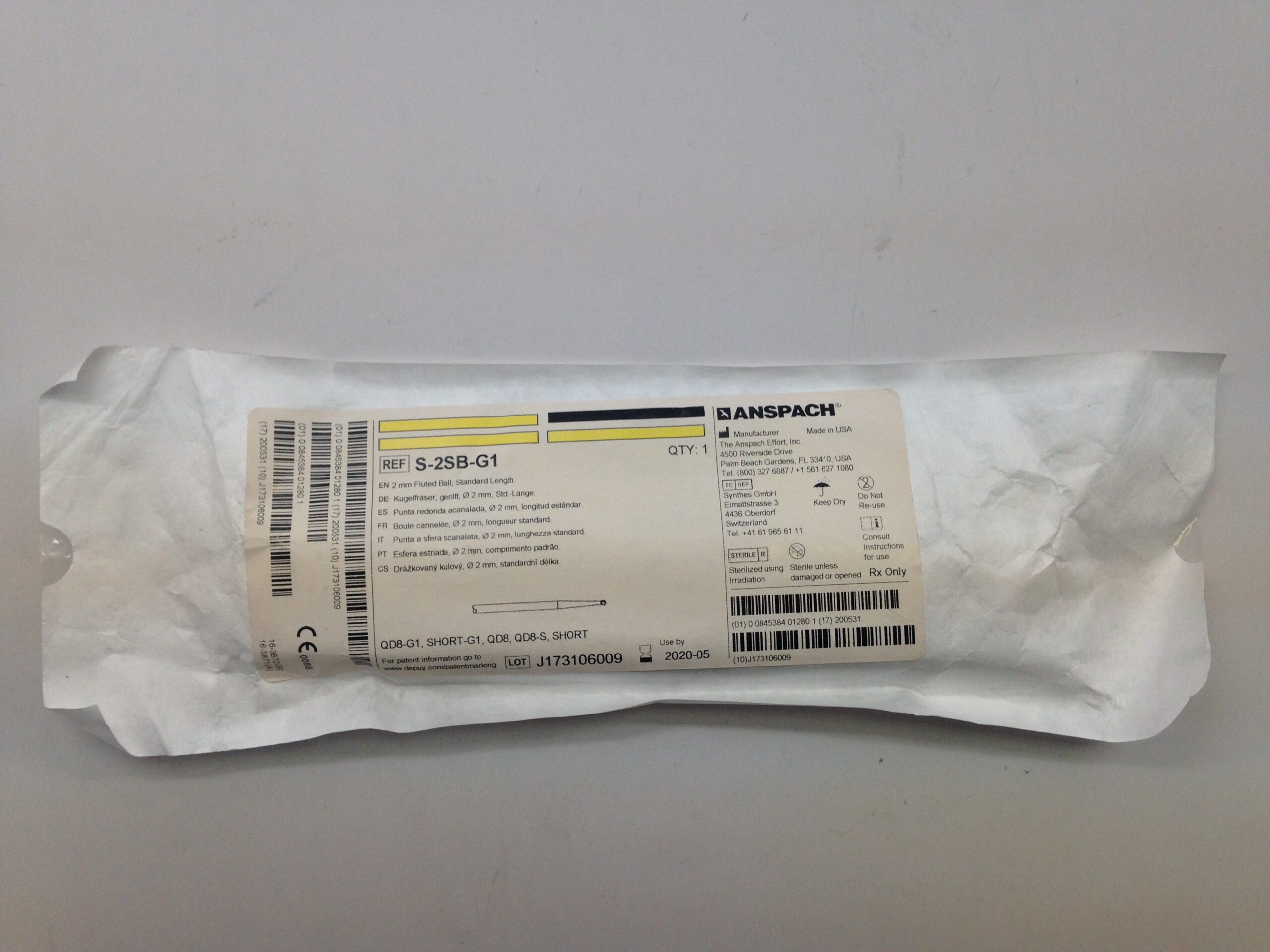 ANSPACH S-2SB-G1 2mm Fluted Ball, Standard Length (X) - GB TECH USA