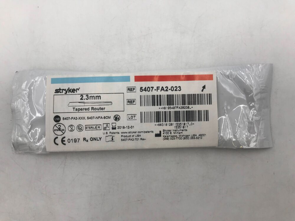 STRYKER 5407-FA2-023 Tapered Router, 2.3mm (X) - GB TECH USA