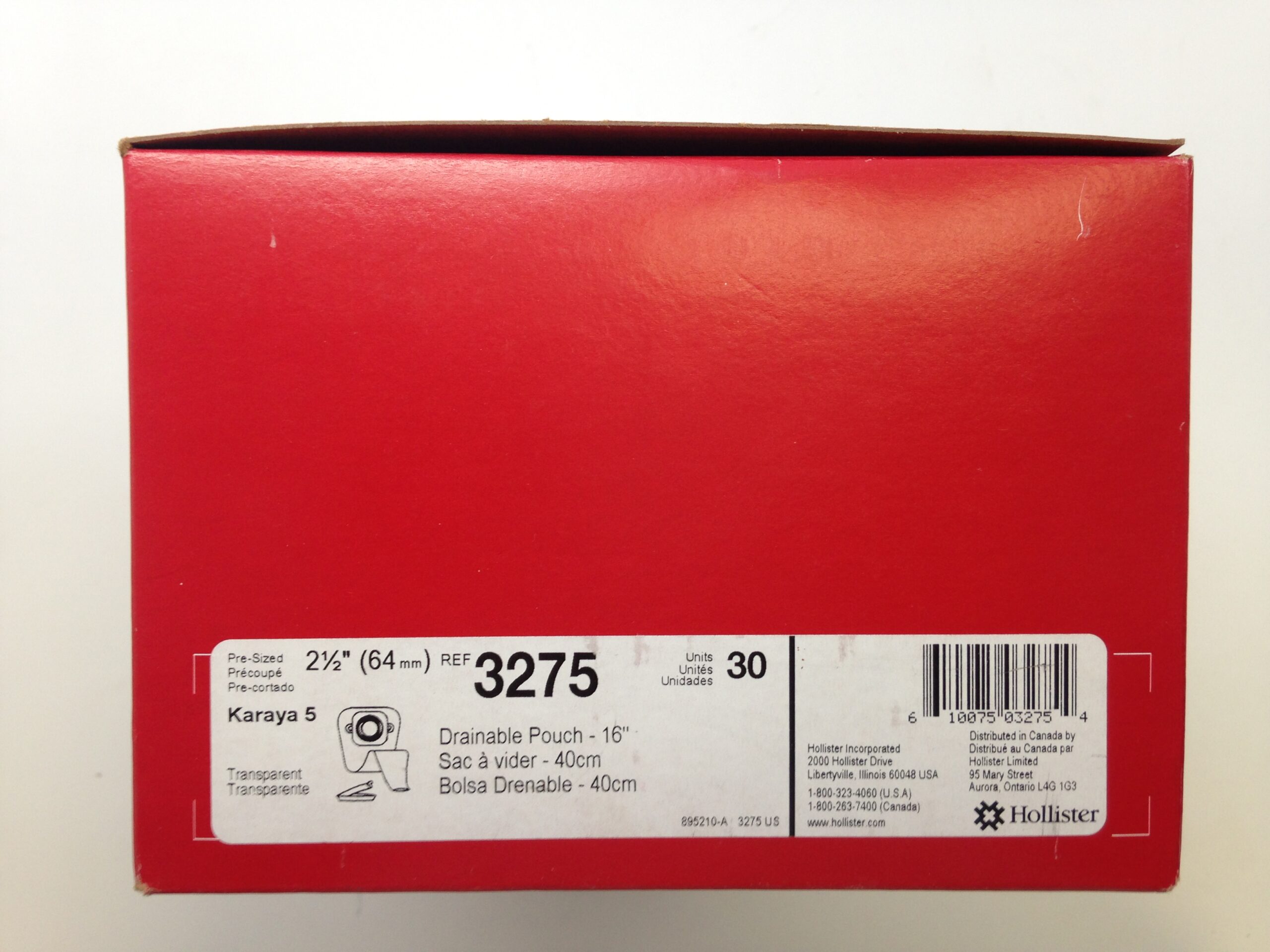 HOLLISTER 3275 Drainable Pouch – 16″ (30/Box) – GB TECH USA