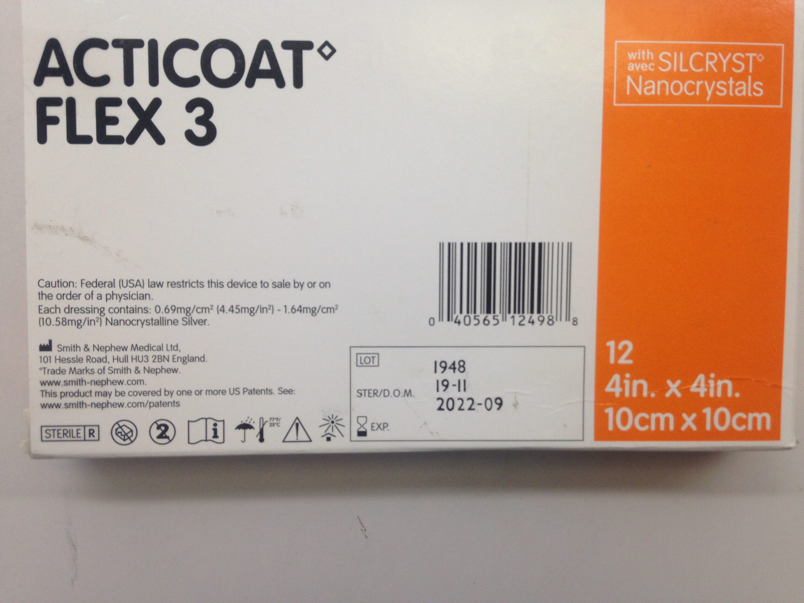 SMITH AND NEPHEW 66800406 ACTICOAT FLEX 3 Silver-Coated 