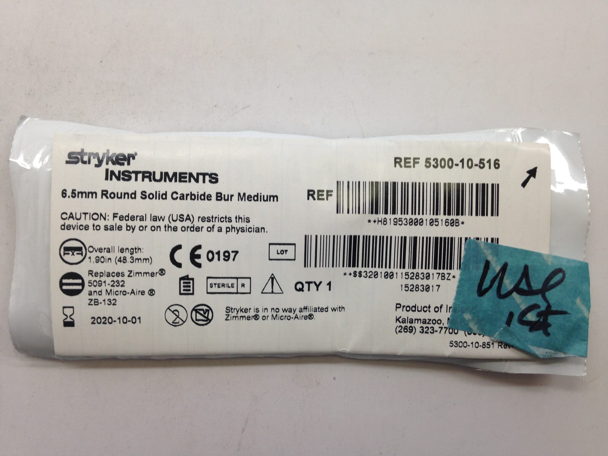 STRYKER 5300010071 Wire Pass Drill Bit, Medium, 2.0mm GB TECH USA