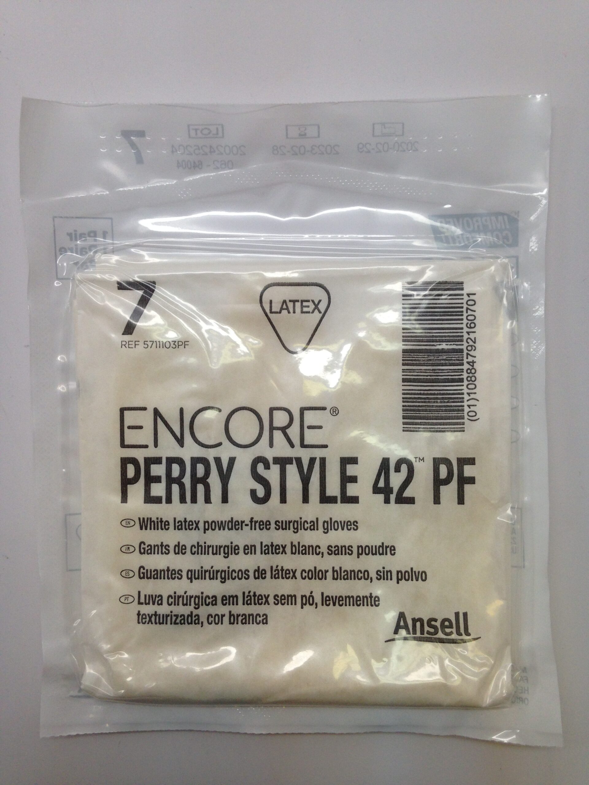 ANSELL 5711103PF Encore Perry Style 42 PF, Latex Surgical Gloves