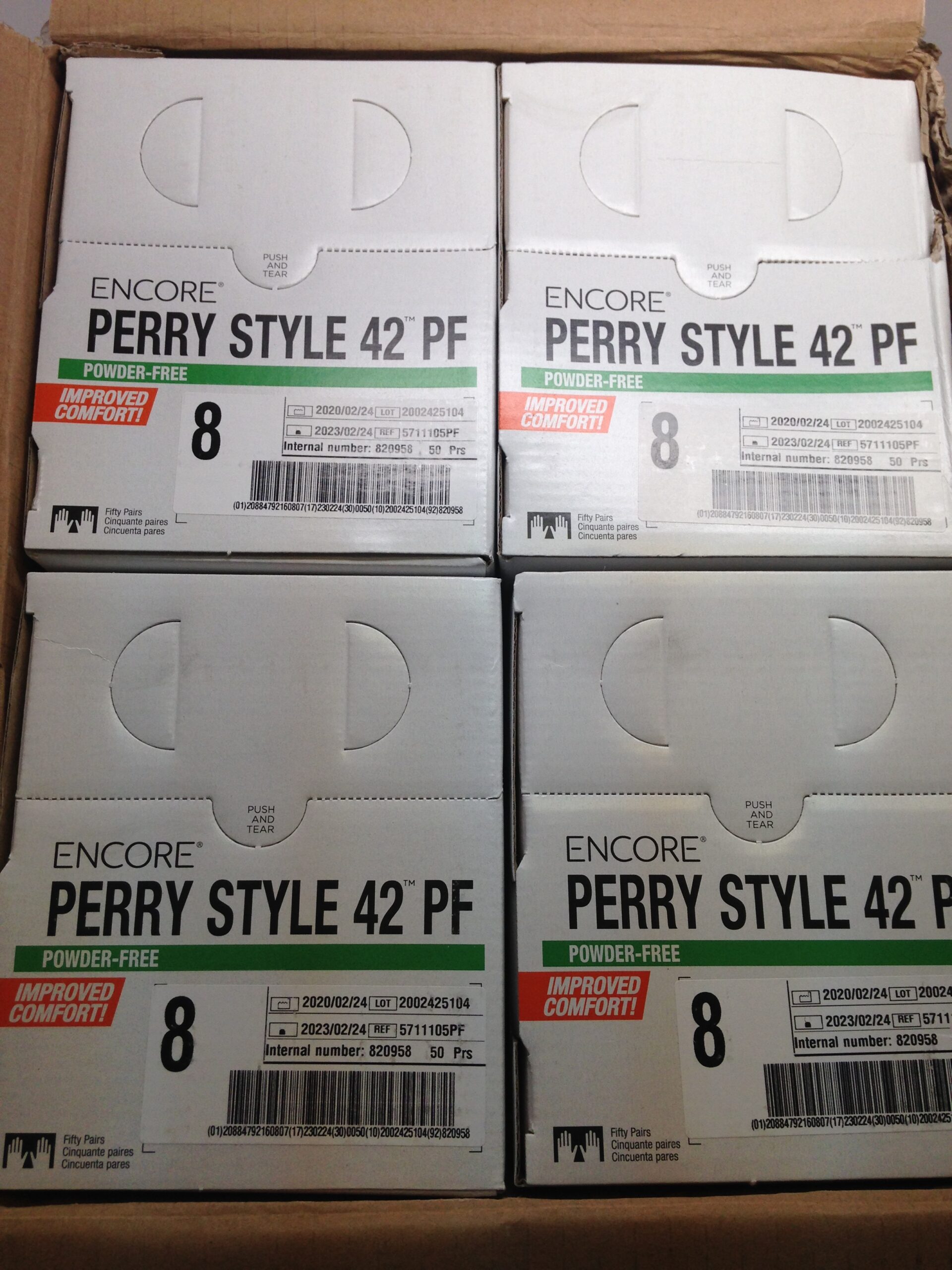 ANSELL 5711105PF ENCORE Perry Style 42 PF White Latex PowderFree