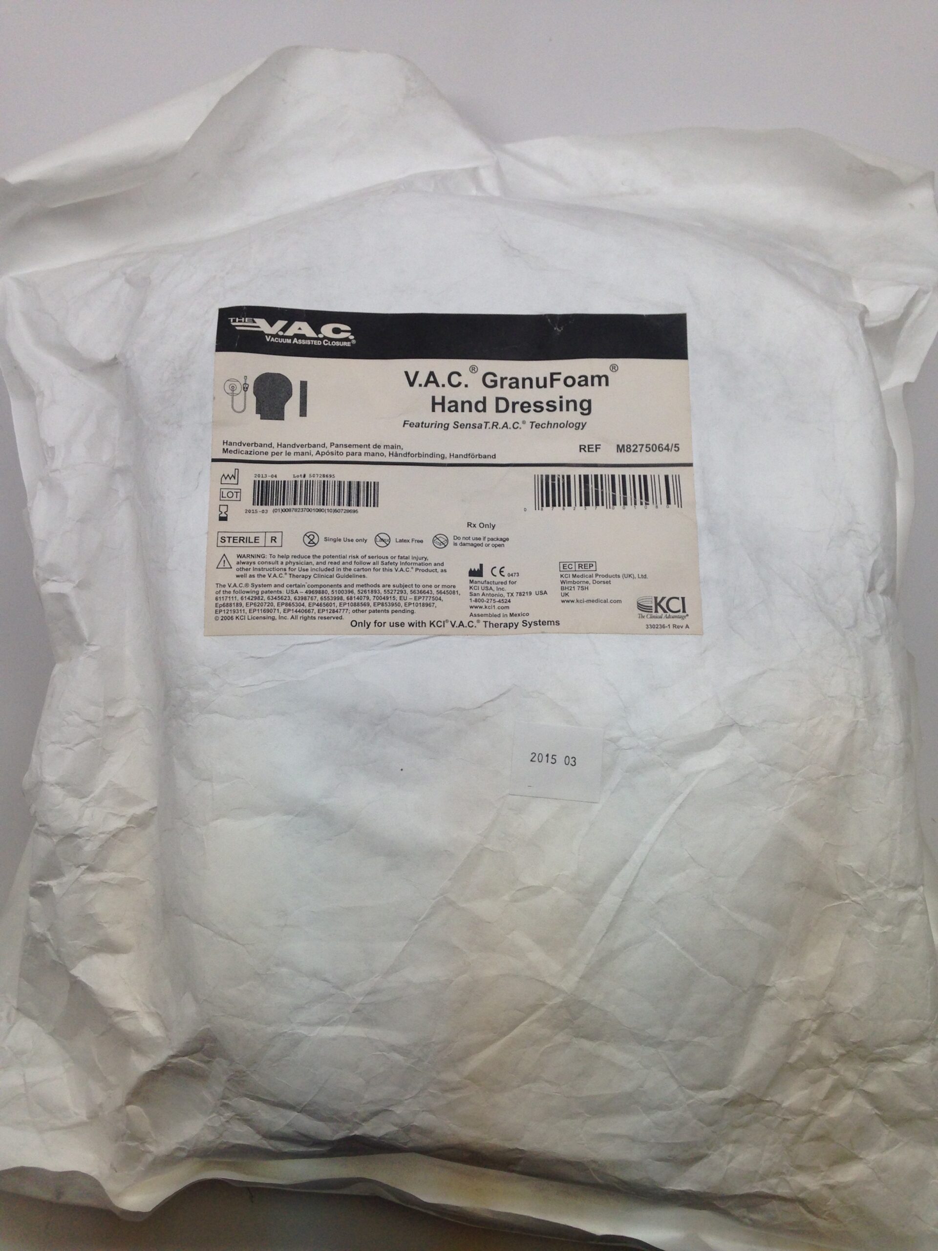 KCI M8275064/5 V.A.C. GranuFoam Hand Dressing (X) - GB TECH USA