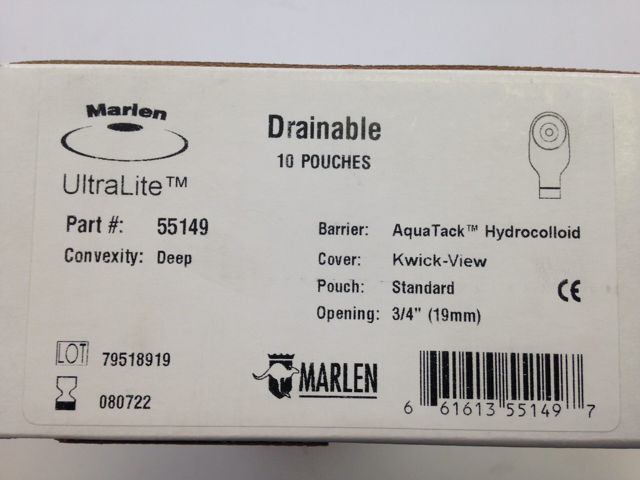 MARLEN 55149 UltraLite Drainable AquaTack Hydrocolloid, 19mm (10 ...
