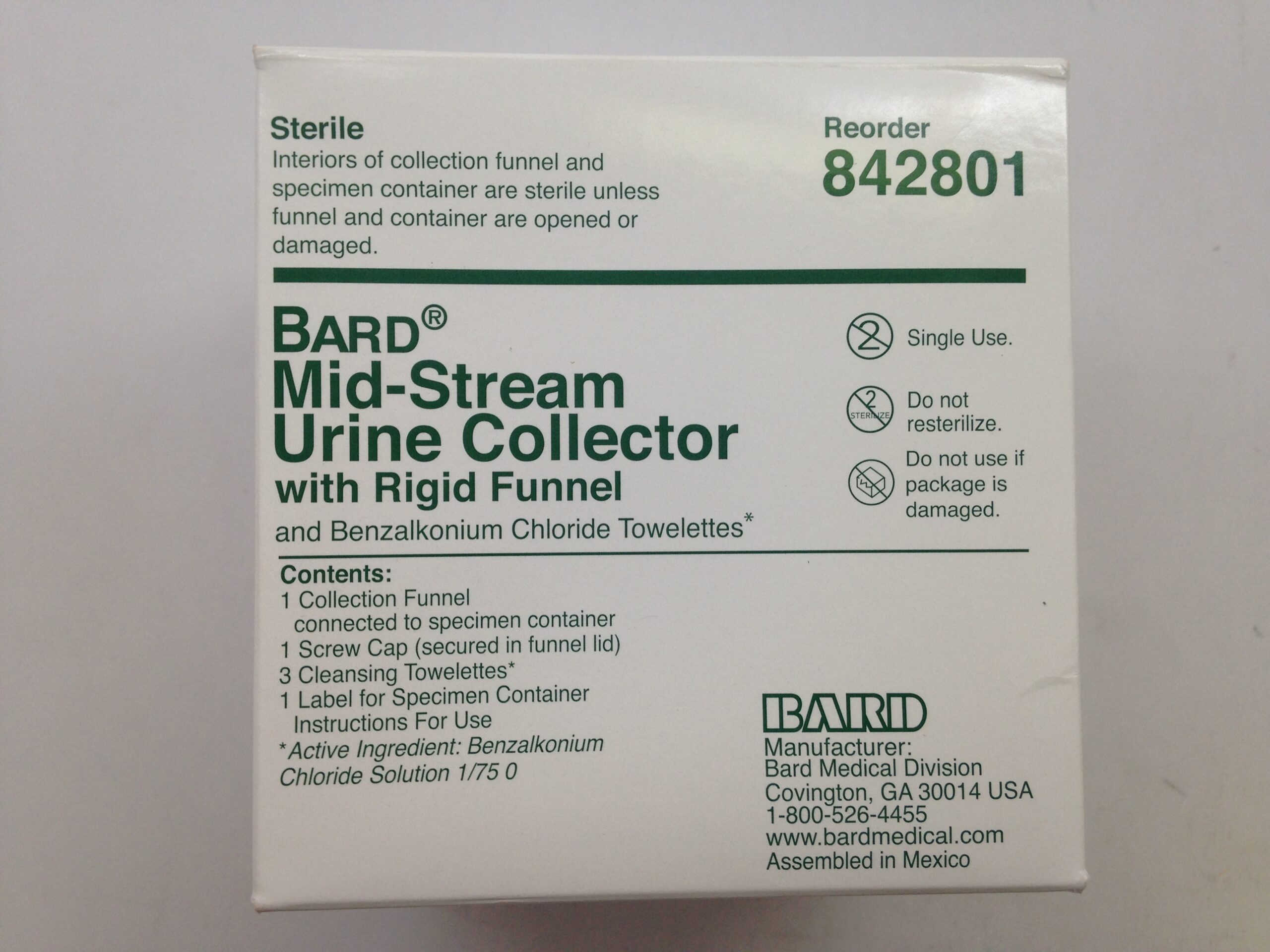 BARD 842801 MidStream Urine Collector With Rigid Funnel (X) GB TECH USA