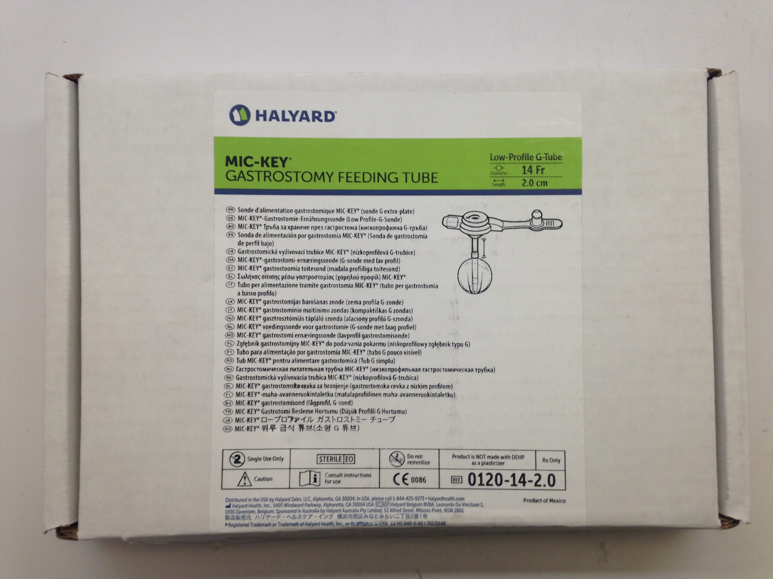 HALYARD 0120142.0 MicKey Gastrostomy Feeding Tube, 14Fr x 2.0cm (X