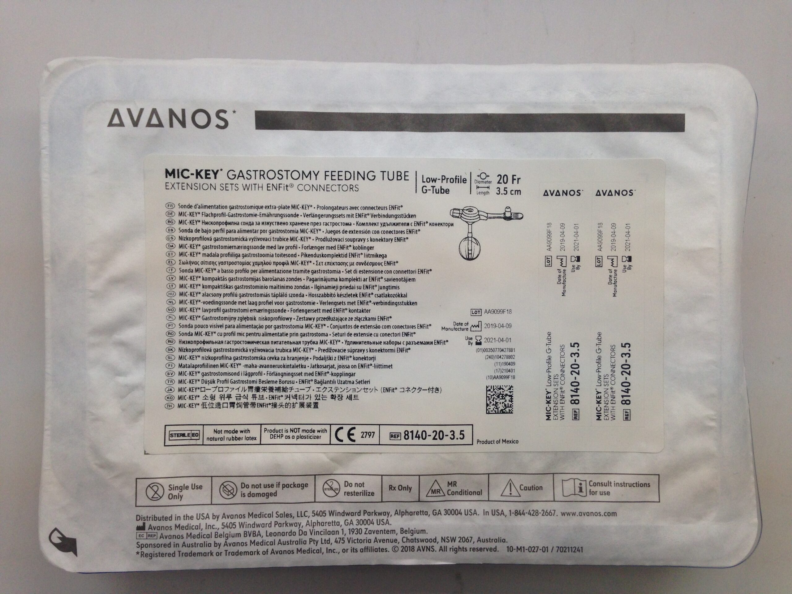 AVANOS 8140203.5 MicKey Gastrostomy Feeding Tube Extension Sets With