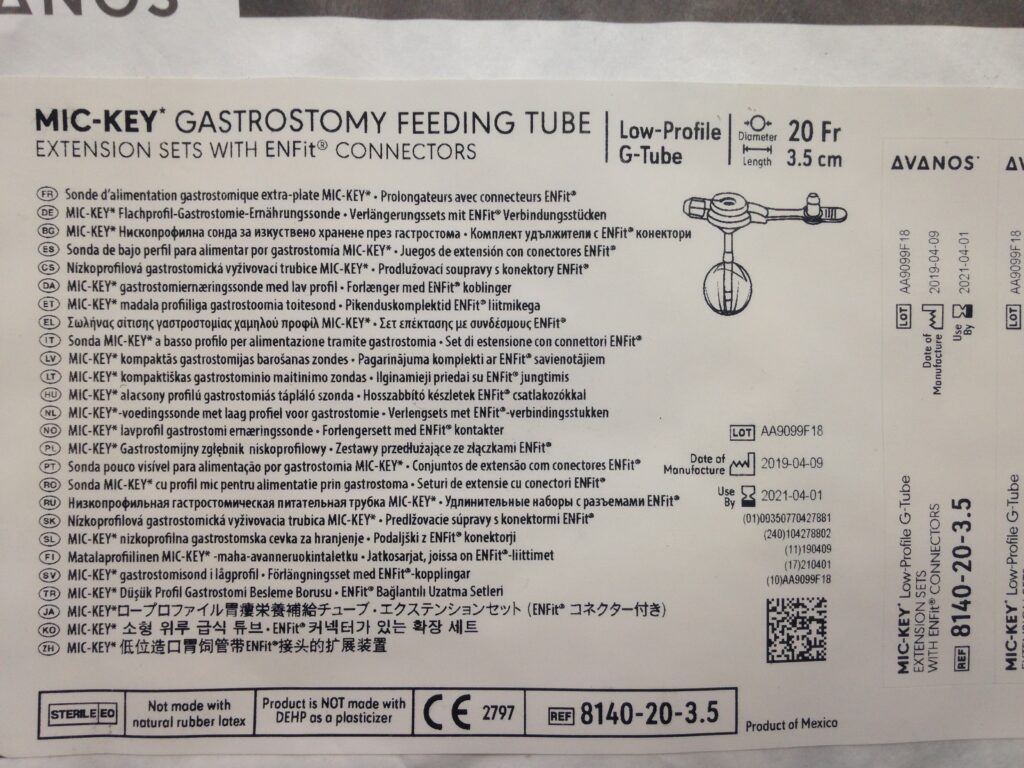 AVANOS 8140203.5 MicKey Gastrostomy Feeding Tube Extension Sets With