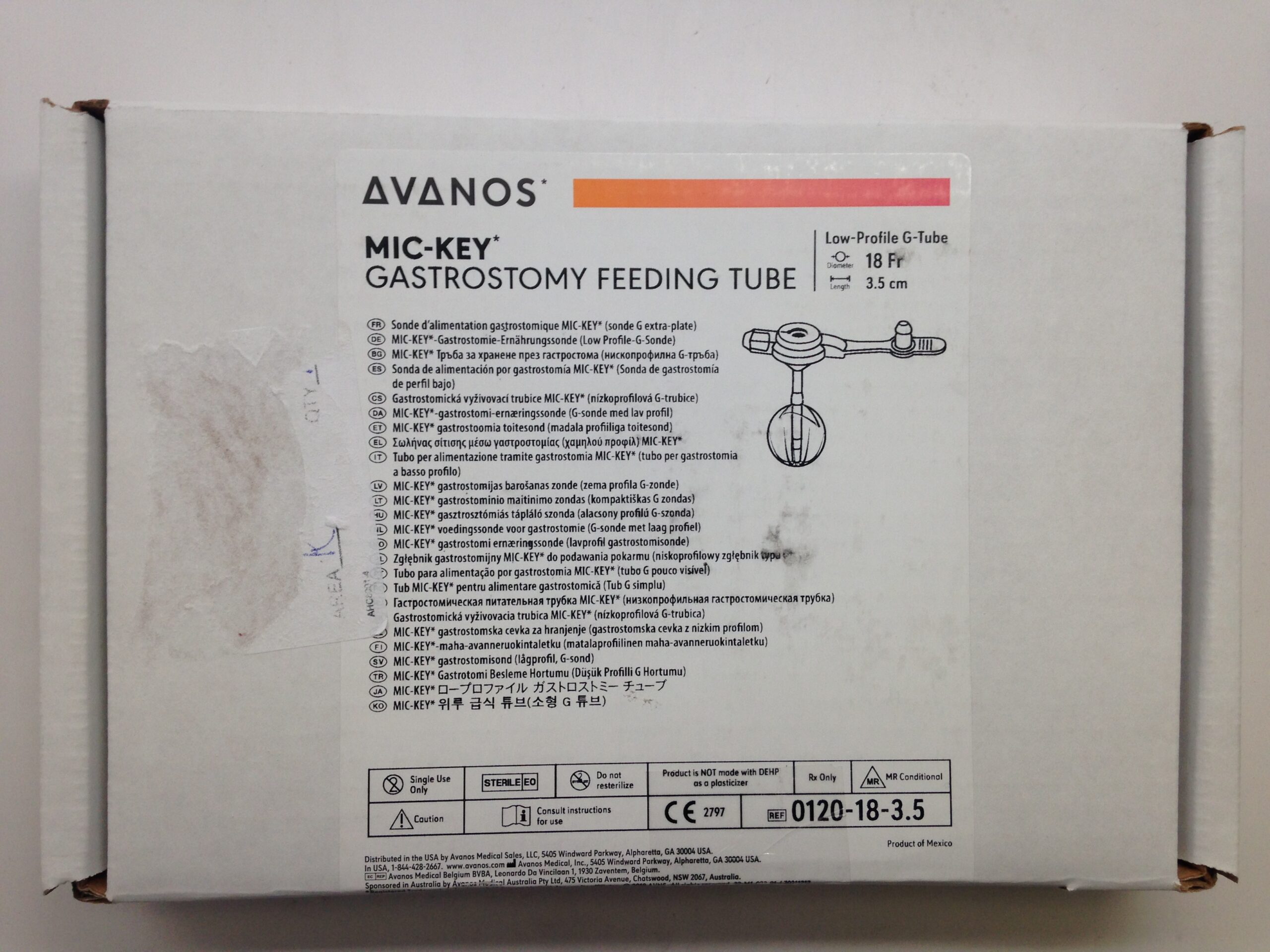 AVANOS 0120183.5 MicKey Gastrostomy Feeding Tube, 18Fr x 3.5cm GB