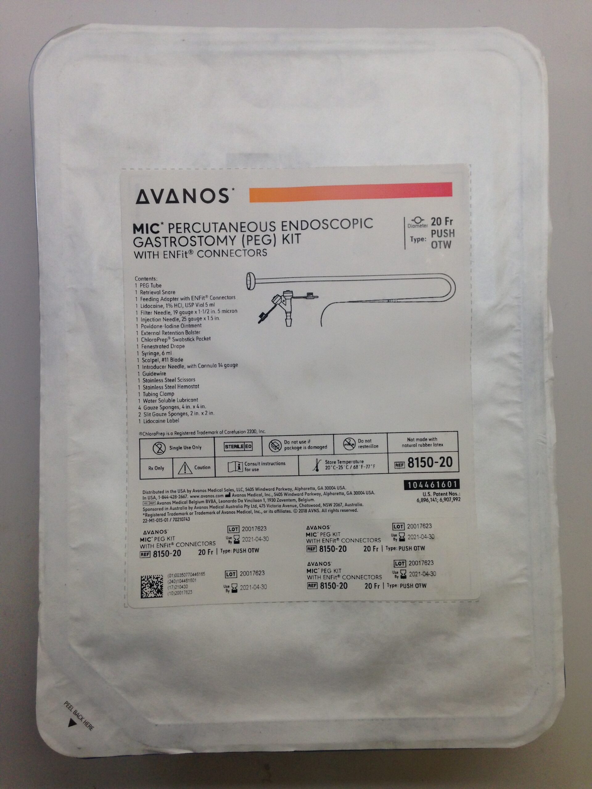 AVANOS 815020 Mic Percutaneous Endoscopic Gastrostomy (PEG) Kit With