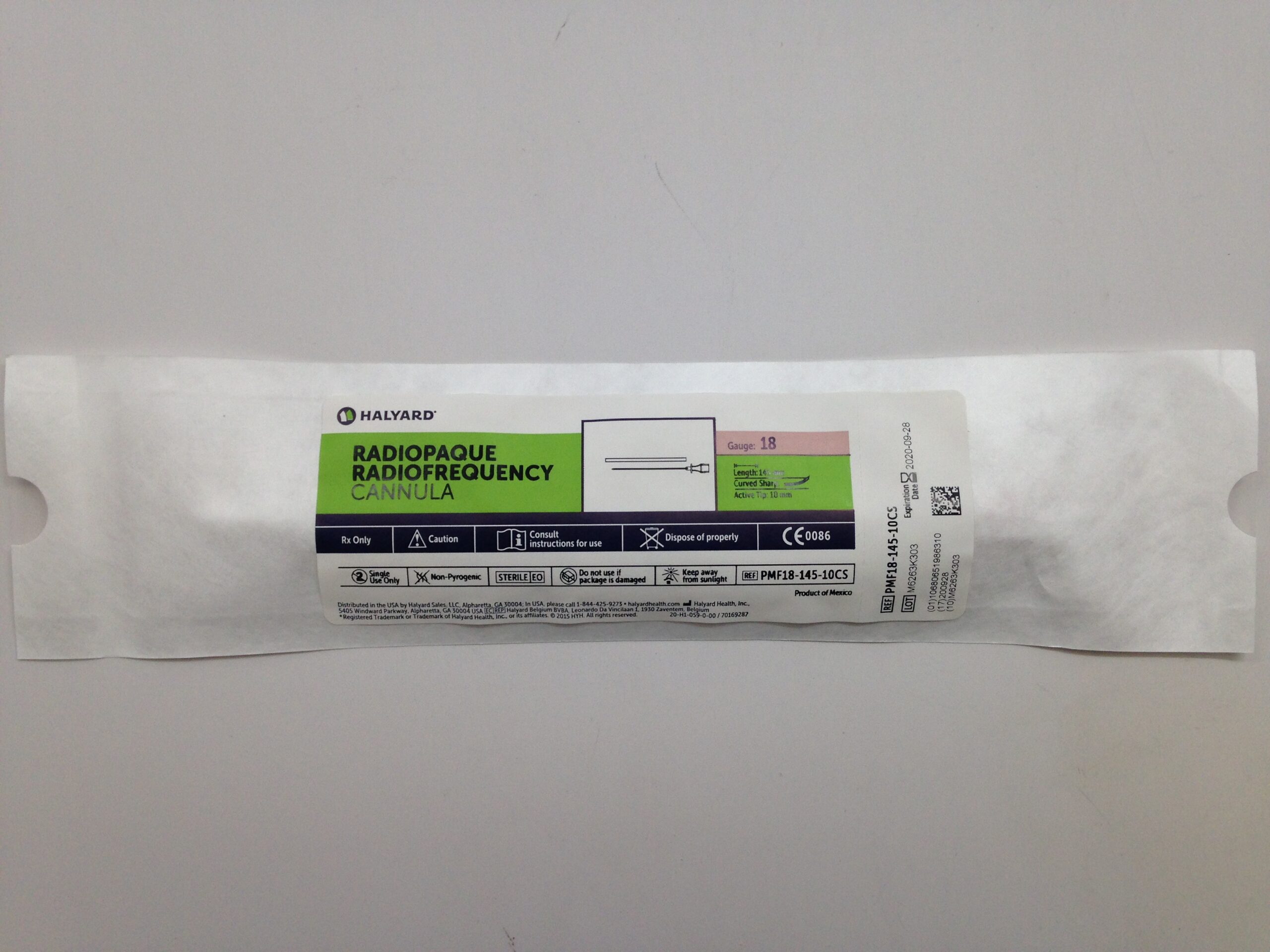 HALYARD PMF18-145-10CS Radiopaque Radiofrequency Cannula, 18 Gauge  