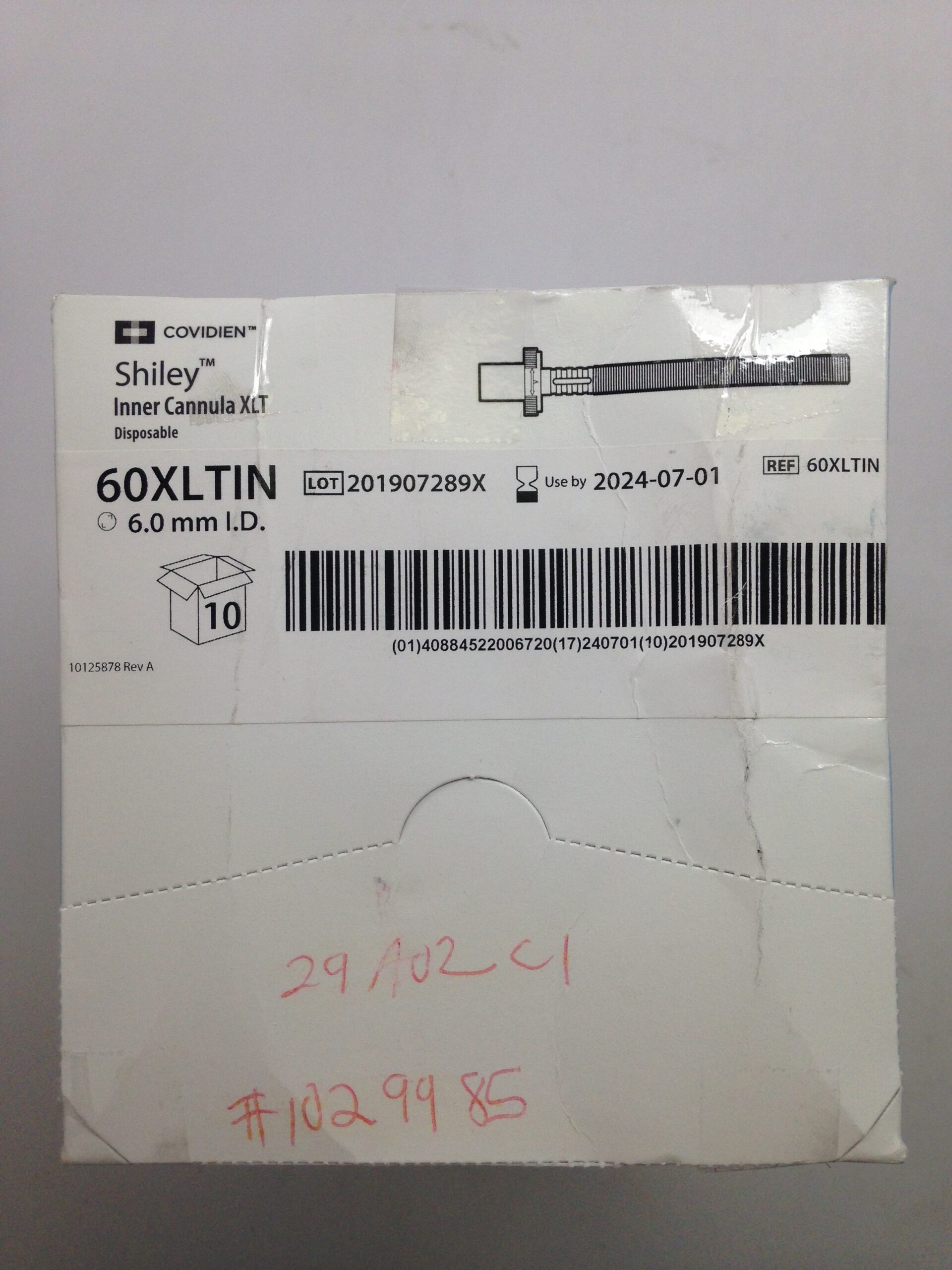 COVIDIEN 60XLTIN Shiley Inner Cannula, Disposable, 6.0mm I.D. (10/Box ...