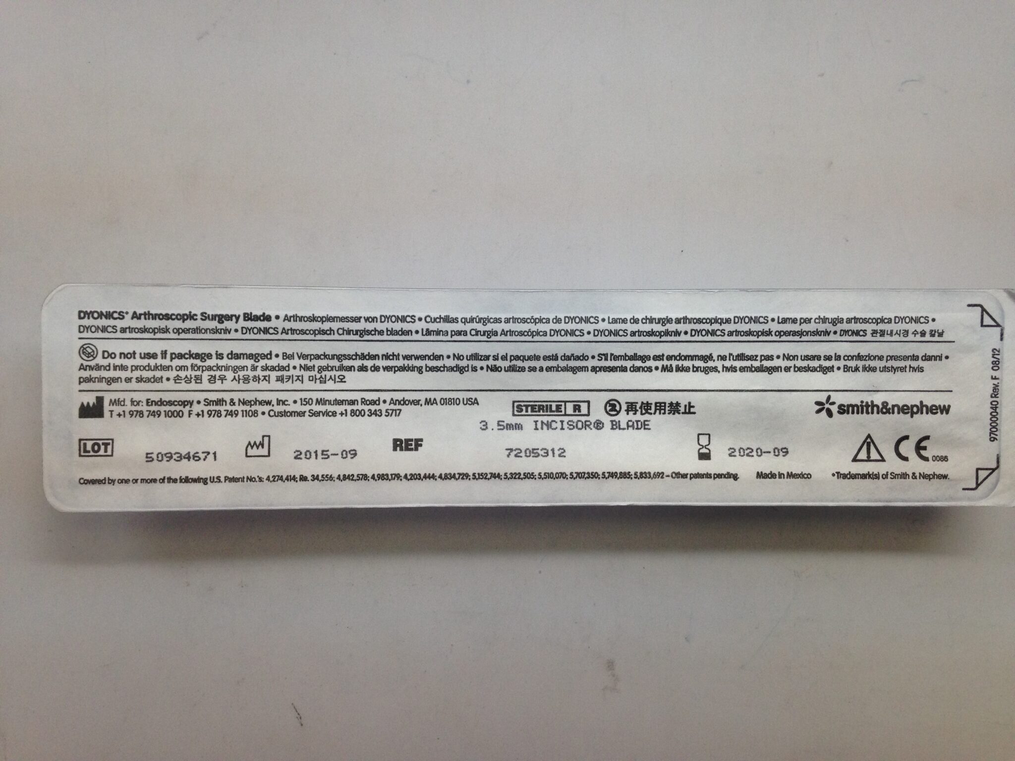 SMITH AND NEPHEW 7205312 DYONICS Arthroscopic Surgery Blade, 3.5mm ...