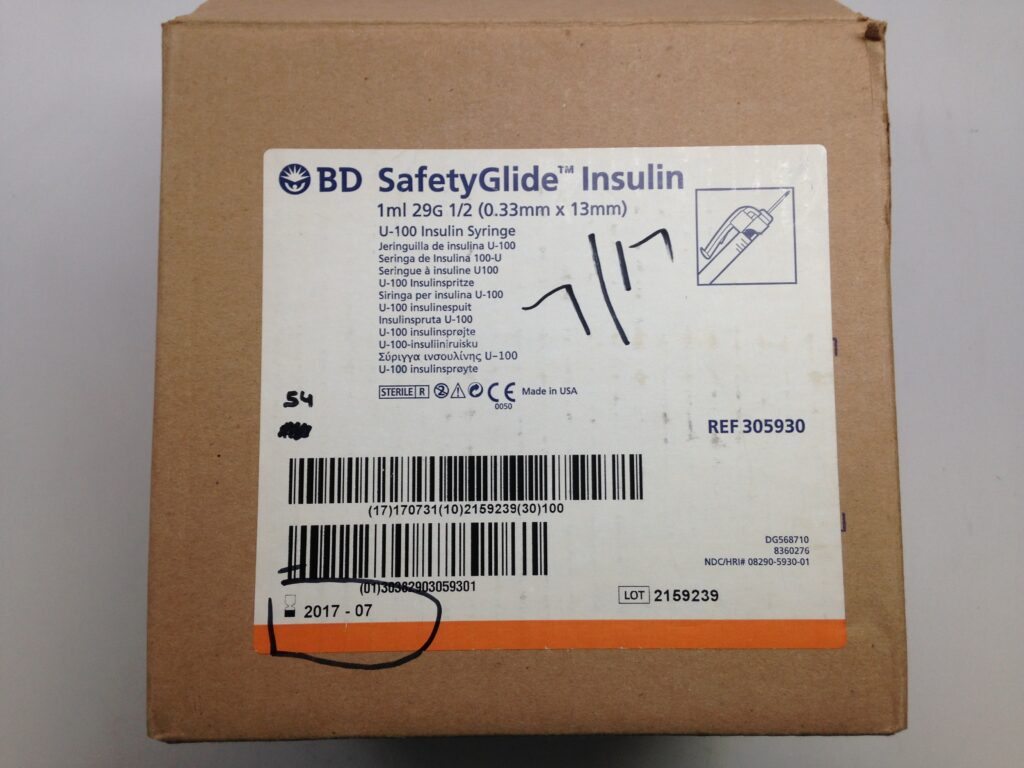 BD 305930 SafetyGlide Insulin, U100 Insulin Syringe, 1mL, 29G, 1/2 (54/Box) (X) GB TECH USA