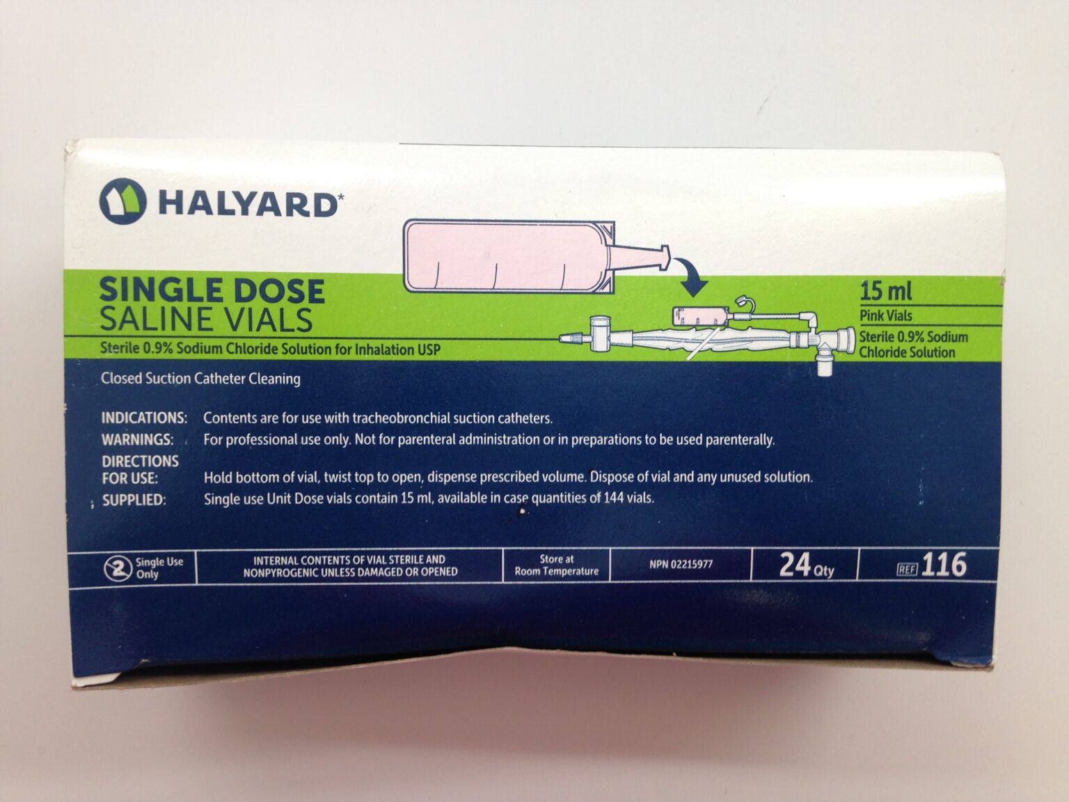 HALYARD 116 Single Dose Saline Vials, 15mL (X) GB TECH USA