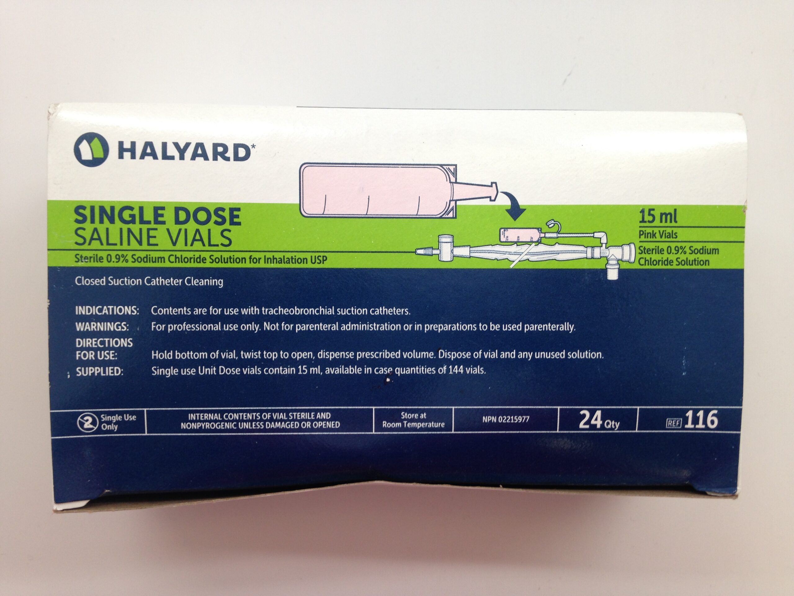 HALYARD 116 Single Dose Saline Vials, 15mL (X) GB TECH USA