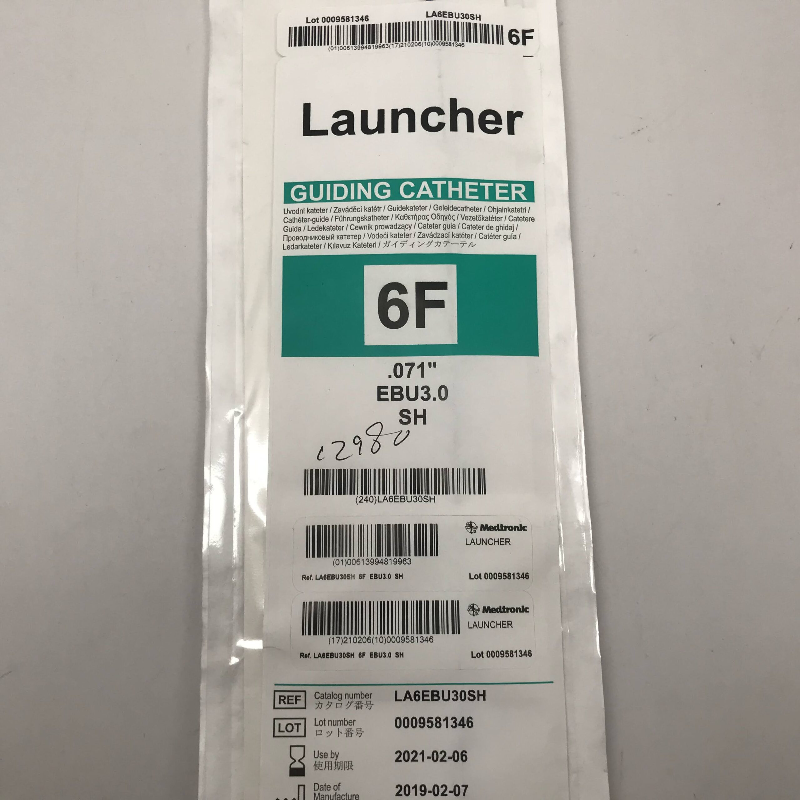 MEDTRONIC LA6EBU30SH Launcher Guiding Catheter, EBU3.0 SH 6F, .071