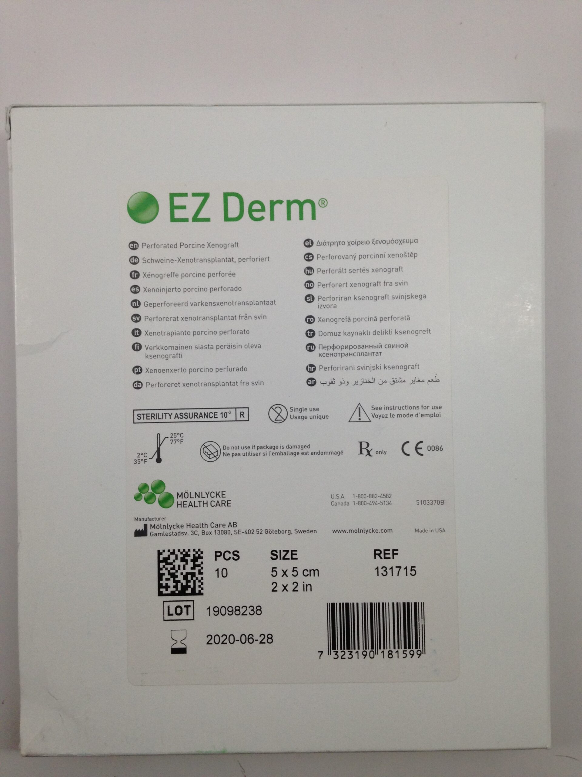 MÖLNLCYKE 131715 Perforated Porcine Xenograft, 5 x 5cm, 2 x 2in (10 Pcs