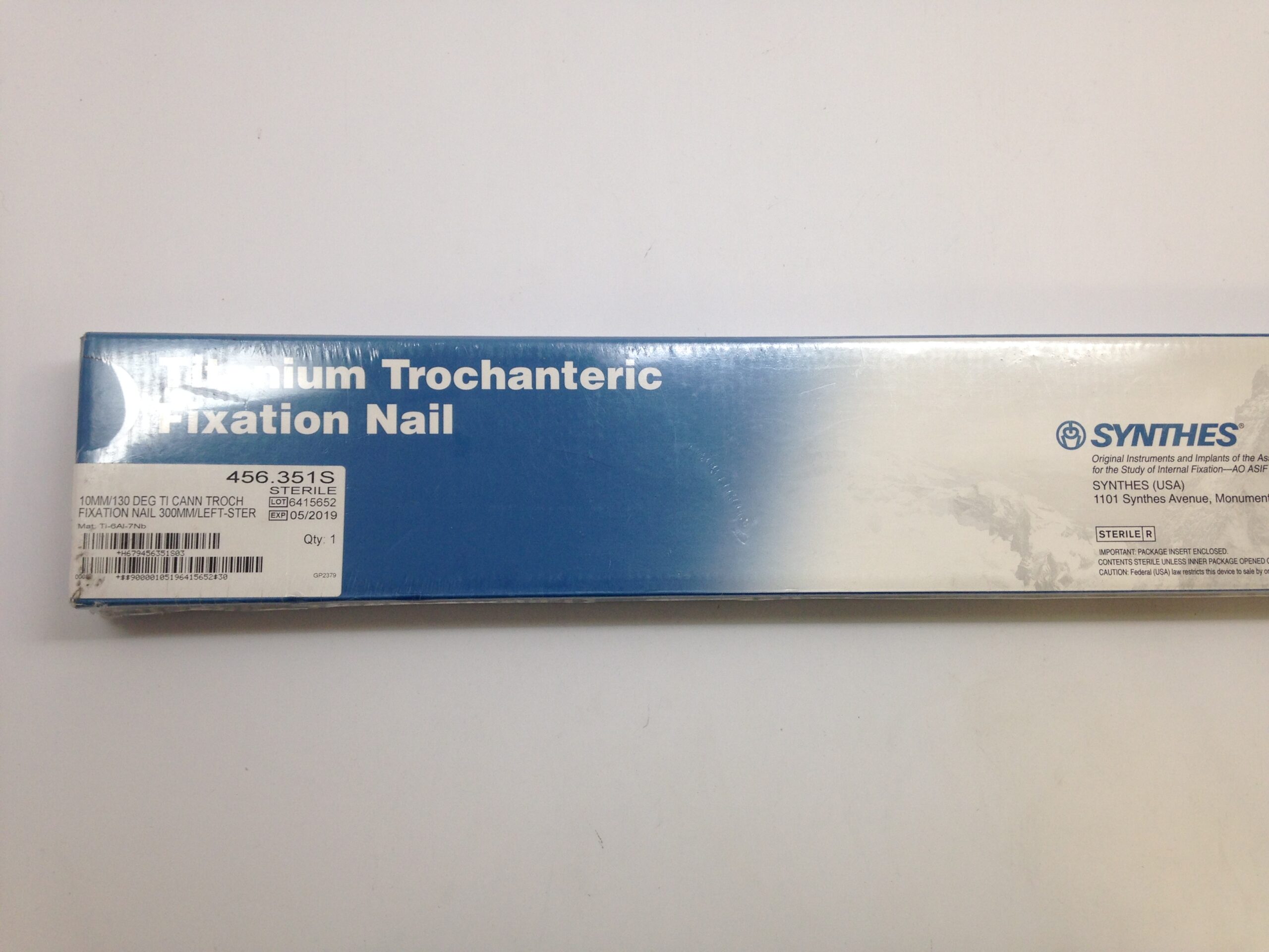 SYNTHES 456.351S 10mm/130Deg Ti Cann Titanium Trochanteric Fixation