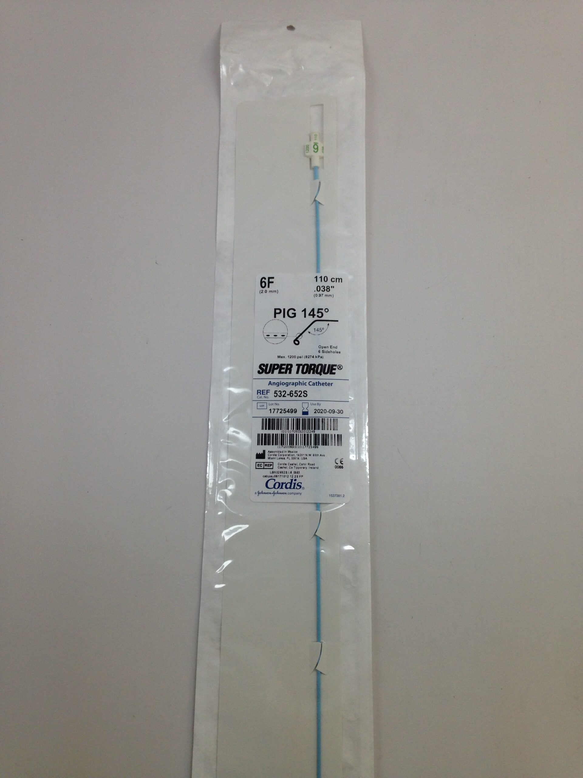 CORDIS 532-652S Super Torque Angiographic Catheter, Pig 145 Degree, 6F ...