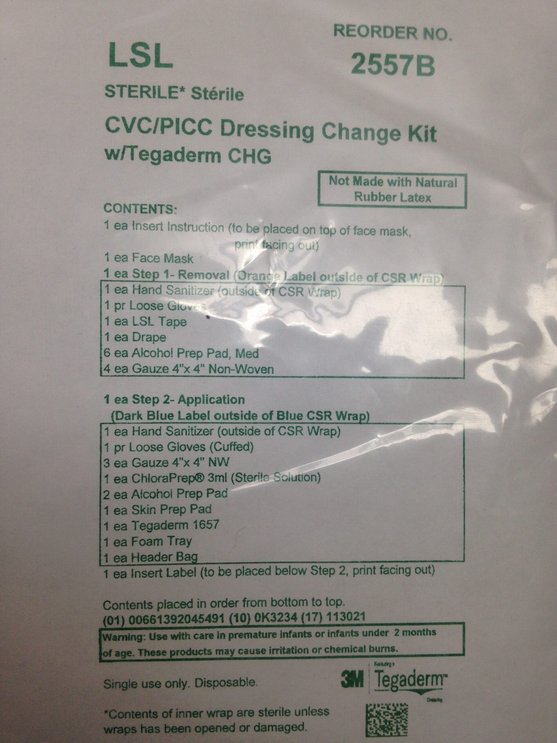 LSL 2557B CVC/PICC Dressing Change Kit W/Tegaderm CHG (X) GB TECH USA