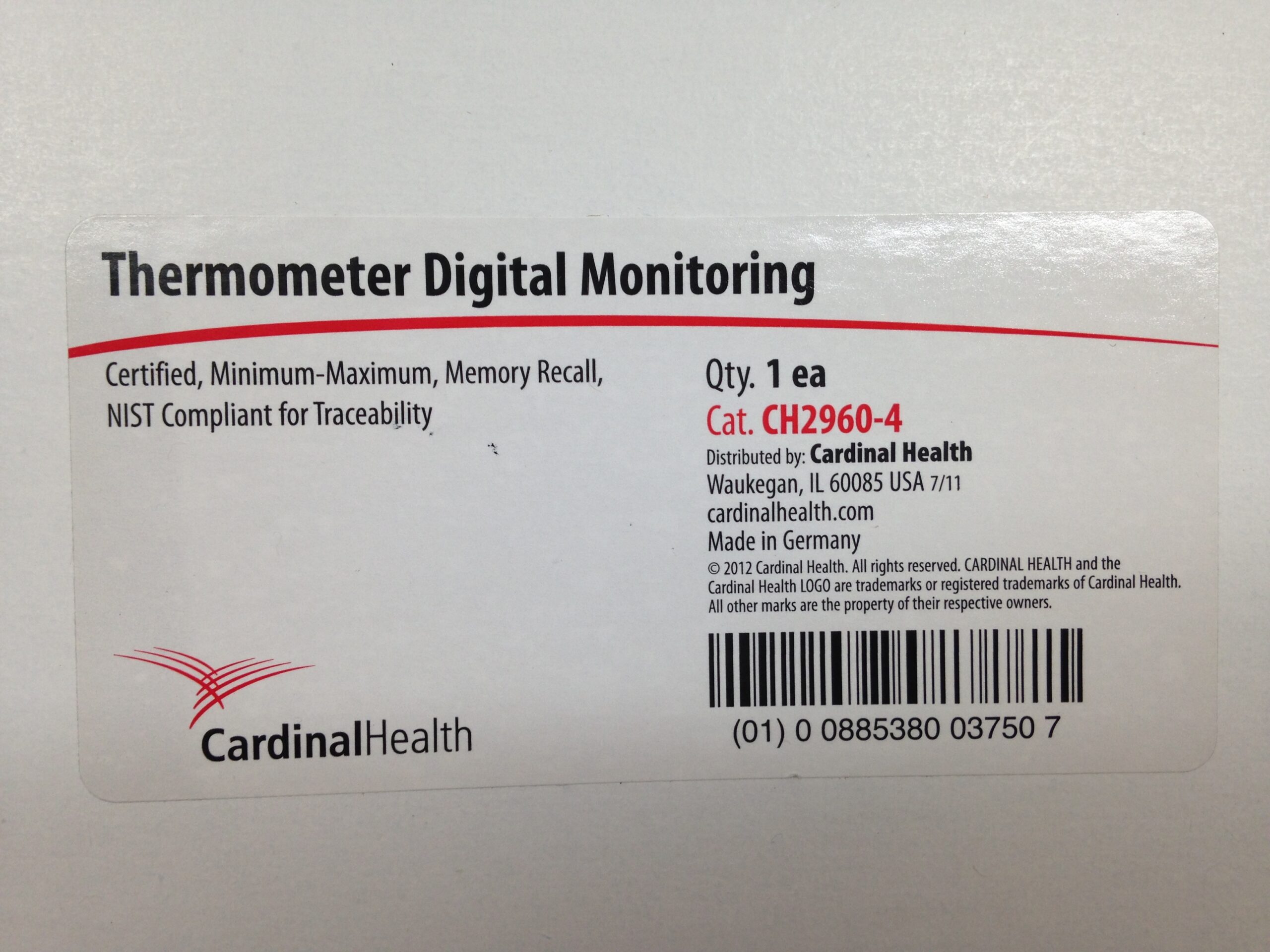 CARDINAL HEALTH CH29604 Thermometer Digital Monitoring (X) GB TECH USA