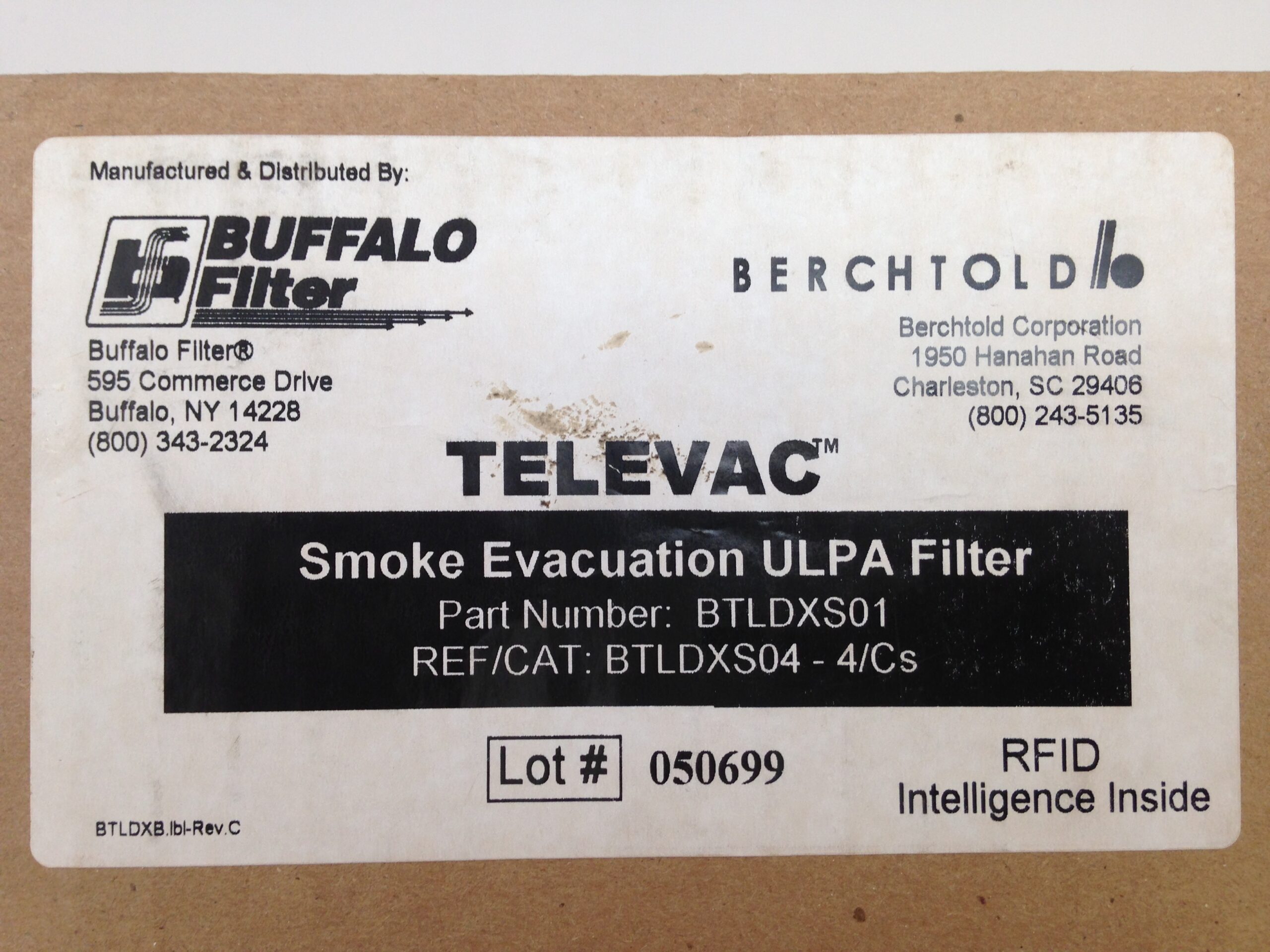 BUFFALO FILTER BTLDXS04 Televac Smoke Evacuation ULPA Filter GB TECH USA