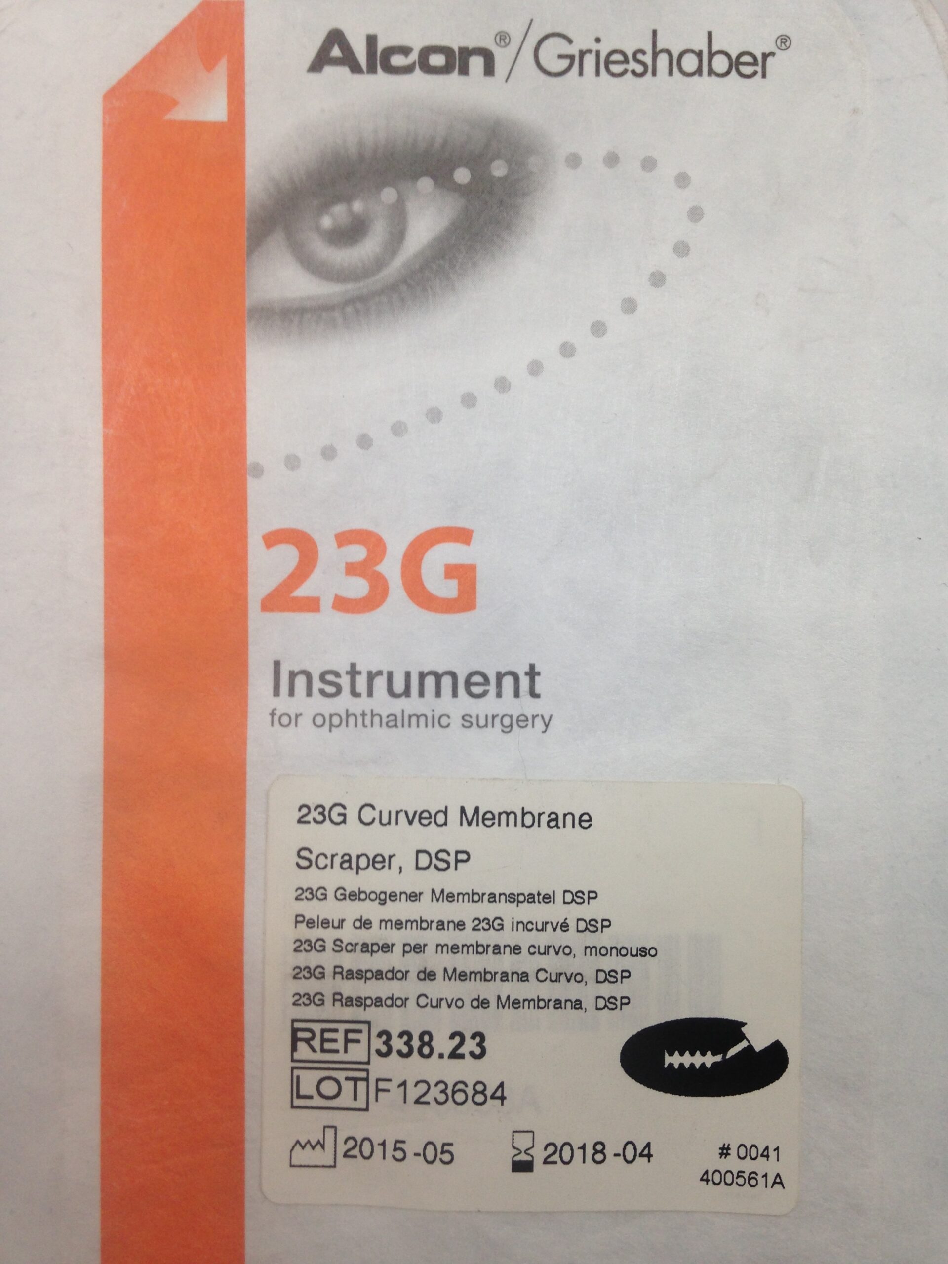 ALCON 338.23 Curved Membrane Scraper, DSP, 23G (X) - GB TECH USA