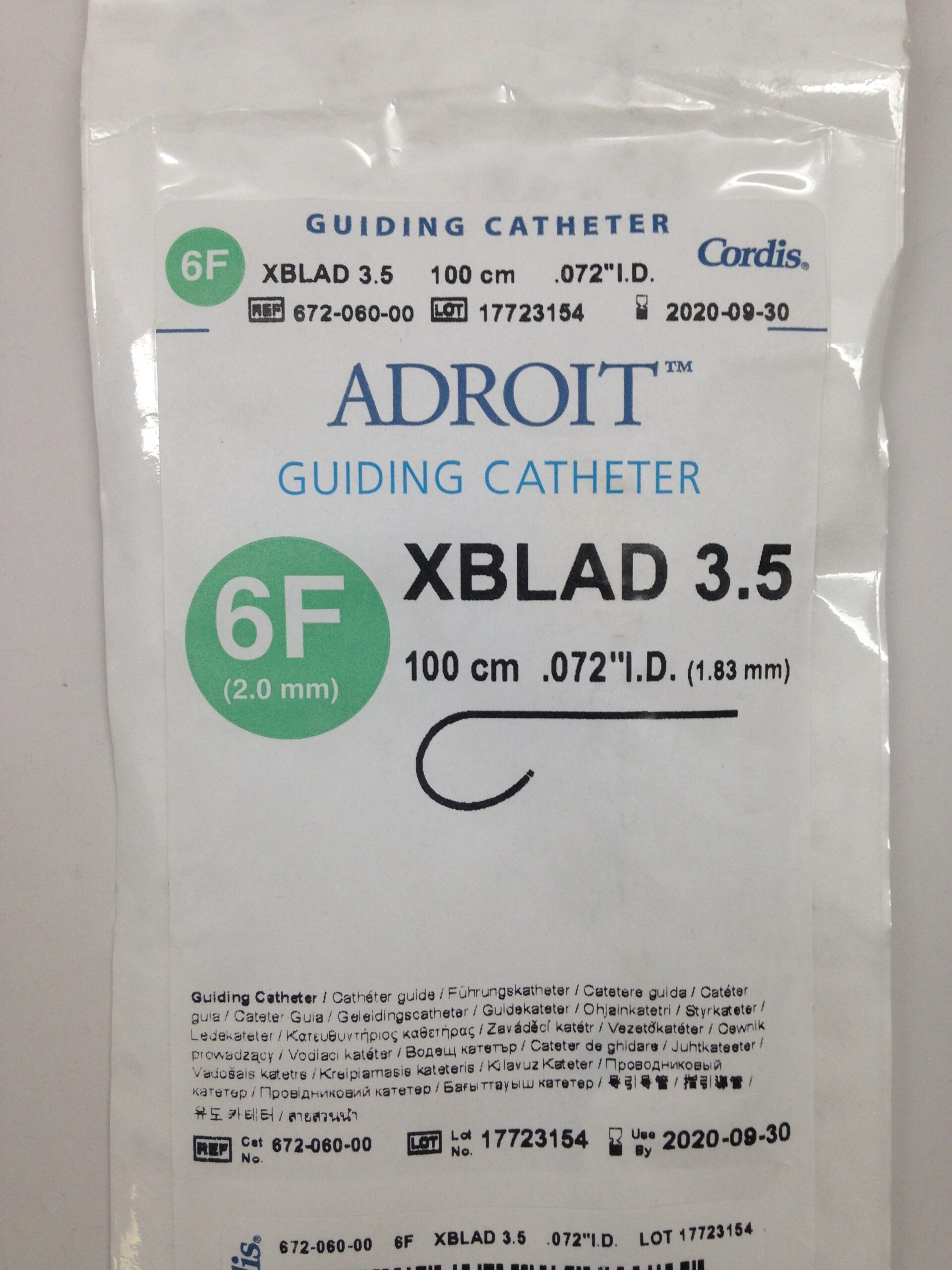 CORDIS 67206000 Adroit Guiding Catheter, XBlad 3.5, 100cm, .072″I.D