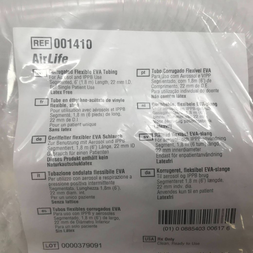 CAREFUSION 001410 AirLife Corrugated Flexible EVA Tubing, 6′ Length