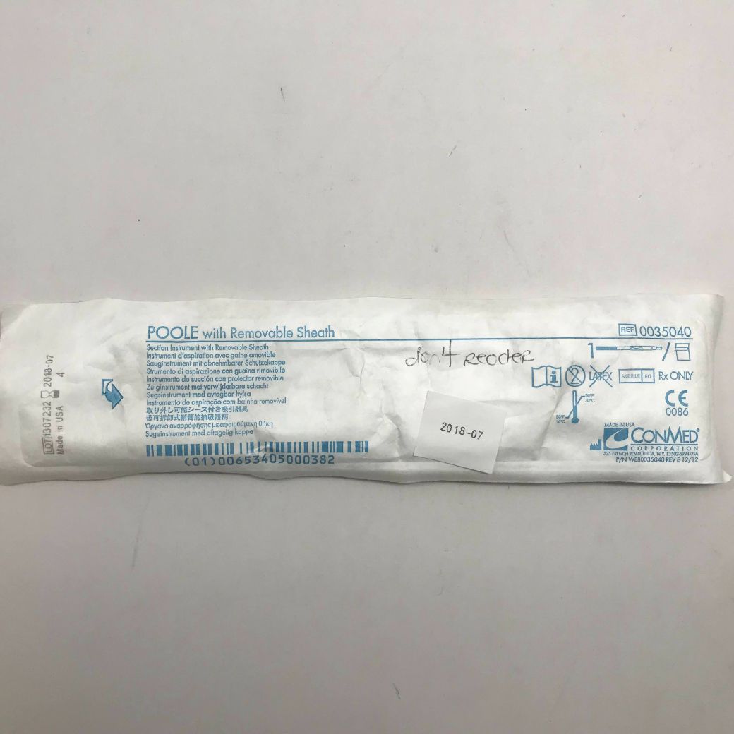 CONMED 0035040 Poole With Removable Sheath, Suction Instrument With ...
