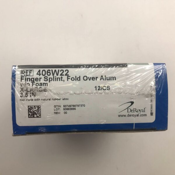 DEROYAL 406W22 Finger Splint, Fold Over Alum W/O Foam, XLarge, 3.5in