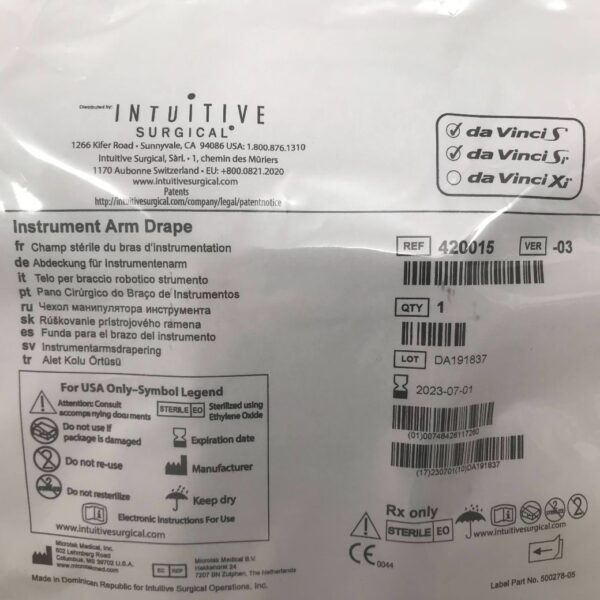 MICROTEK MEDICAL 420015 Intuitive Surgical Instrument Arm Drape GB