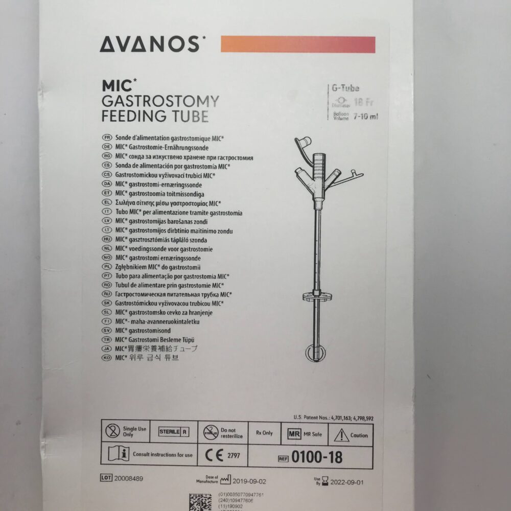 AVANOS 010018 MIC Gastrostomy Feeding Tube, 18Fr, 710mL GB TECH USA AVANOS 010018 MIC Gastrostomy Feeding Tube, 18Fr, 710mL GB TECH USA