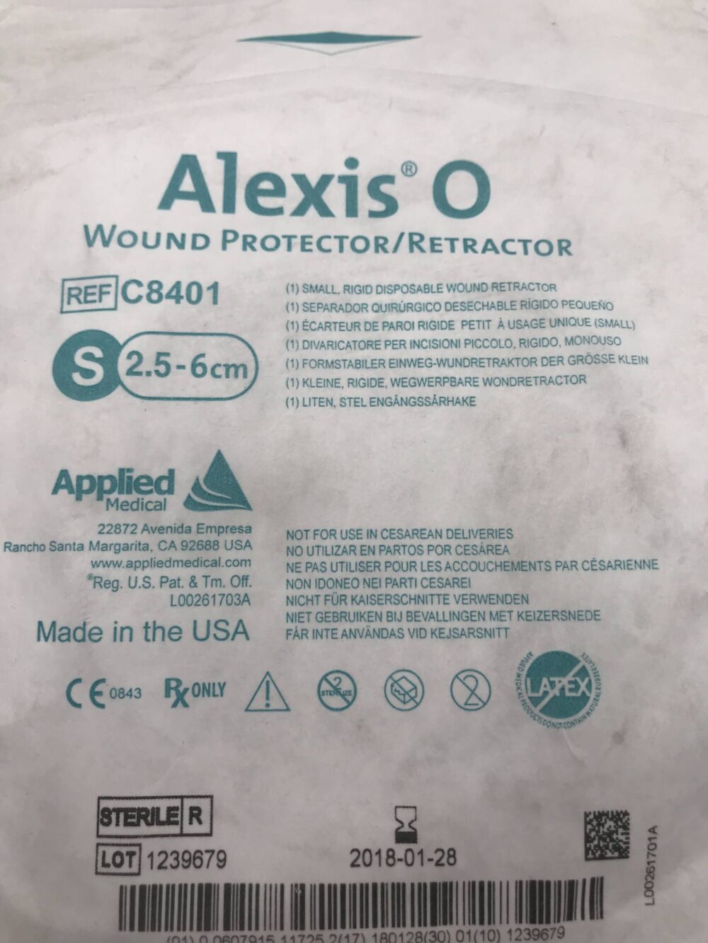 APPLIED MEDICAL C8401 Alexis O Wound Protector/Retractor, Small, 2.5